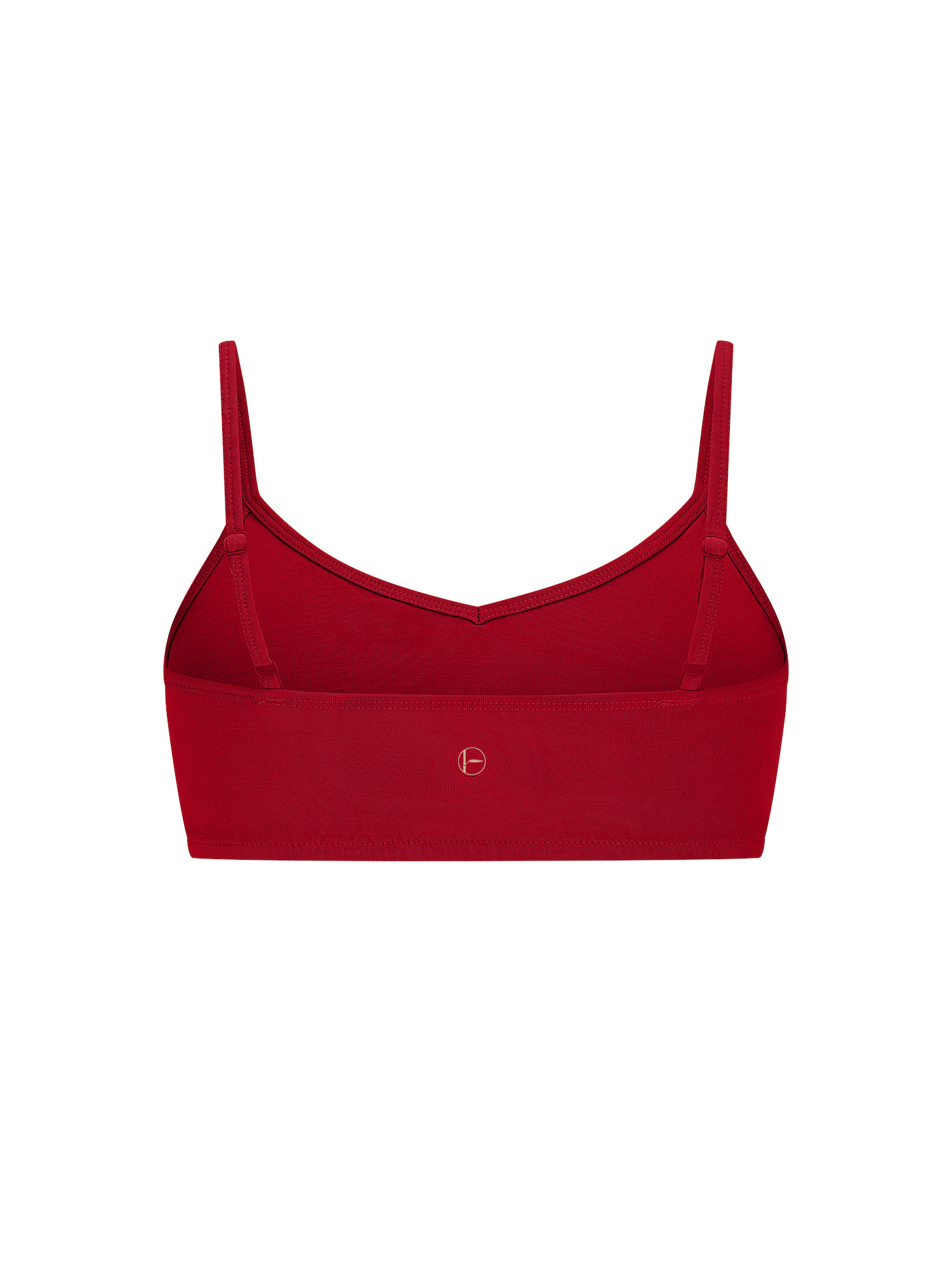 chili pepper red wireless yoga bra, subtle v front, soft cup bralette with adjustable camisole straps, women's bamboo underwear