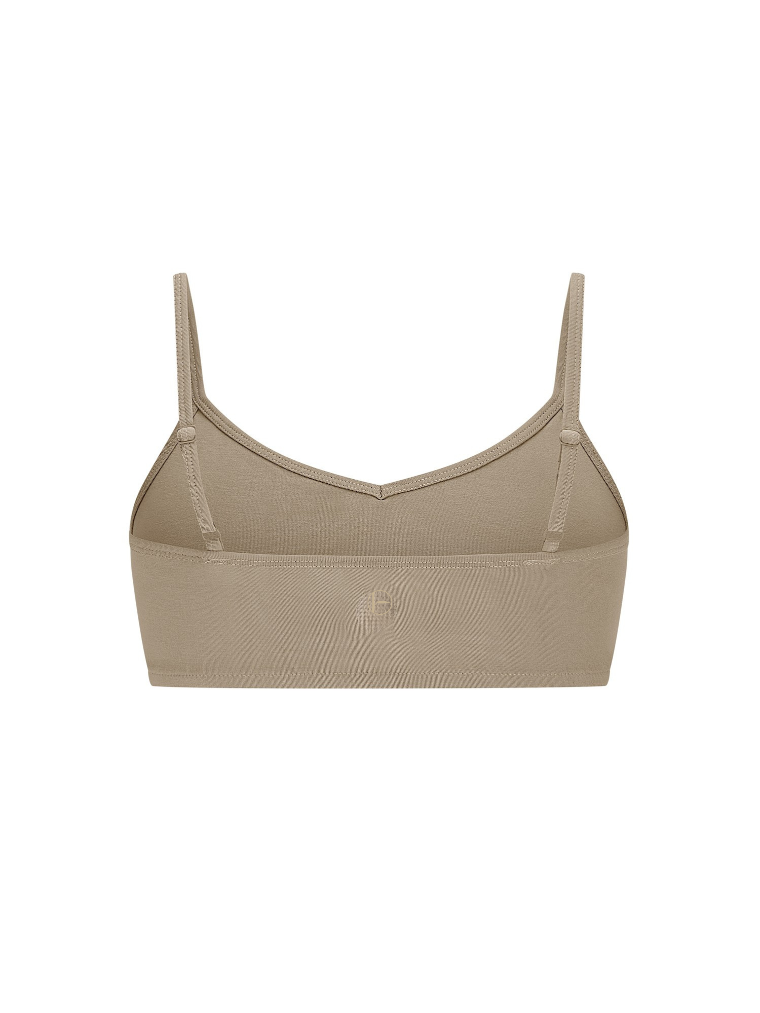 Caramel wireless yoga bra, subtle v front, soft cup braelette with adjustable camisole straps, women's bamboo underwear