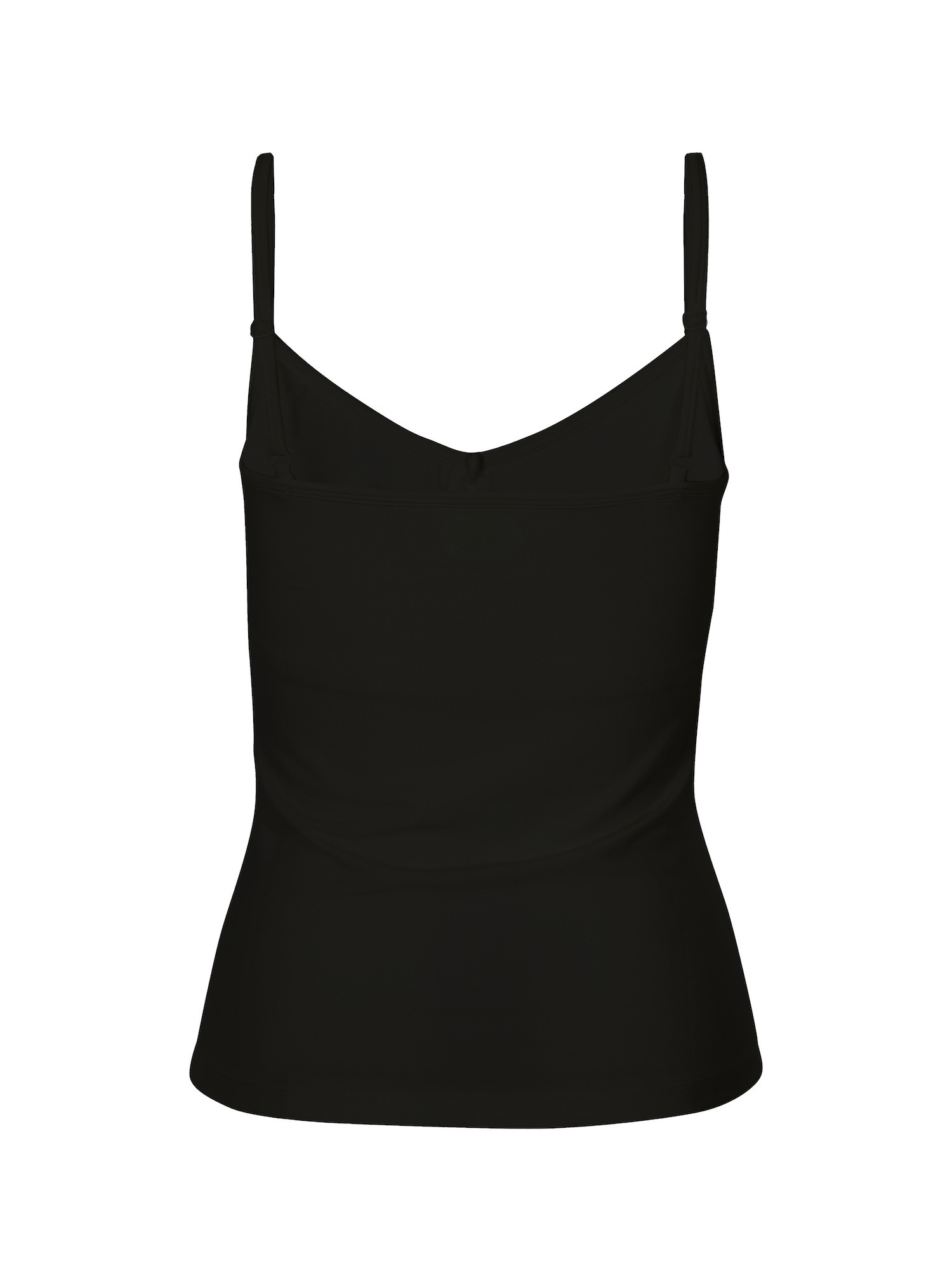 black body singlet with in-built bralette, subtle v front and adjustable straps, women's bamboo clothing