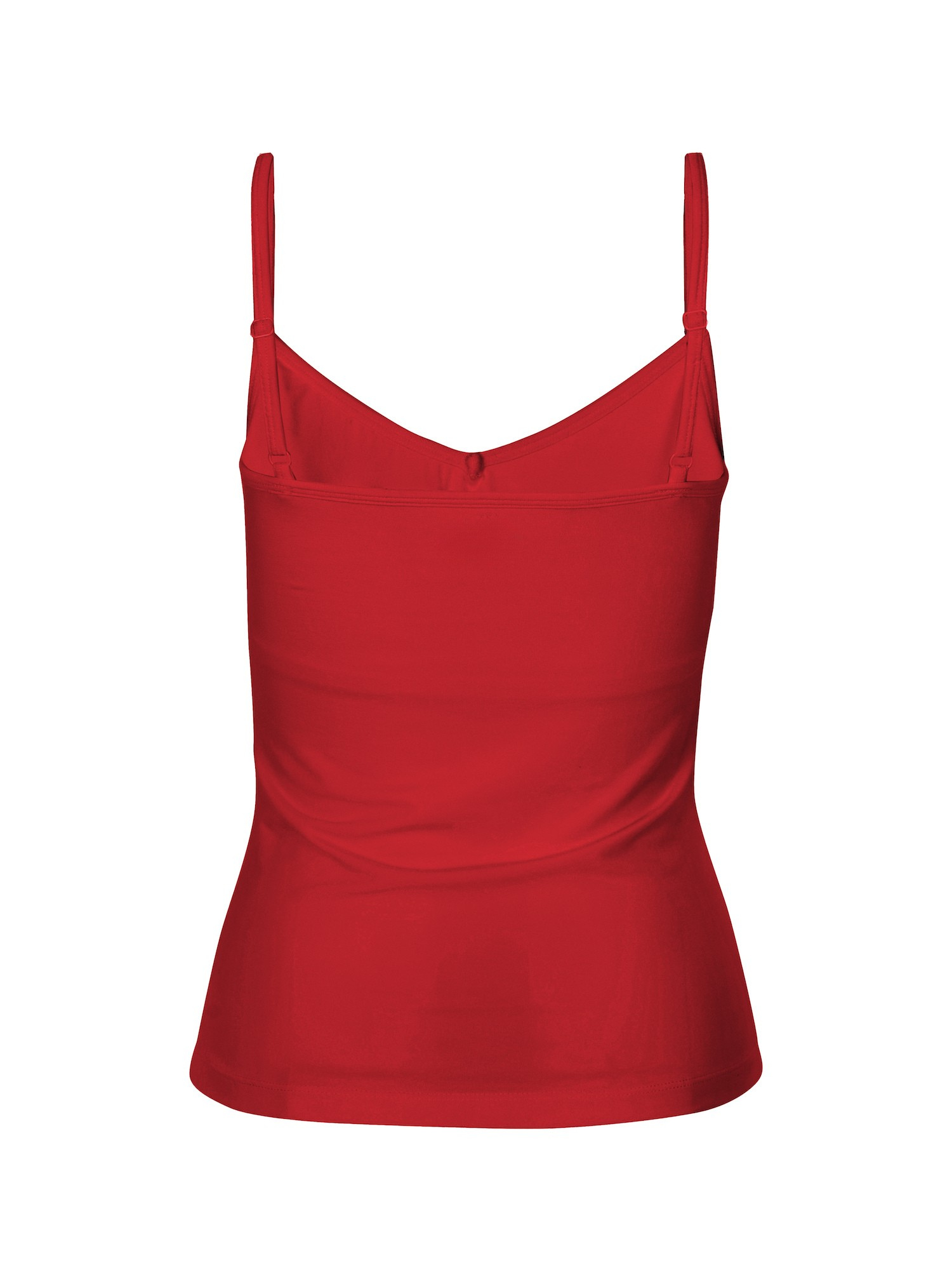 chili red body singlet with in-built bralette, subtle v front and adjustable straps, women's bamboo clothing
