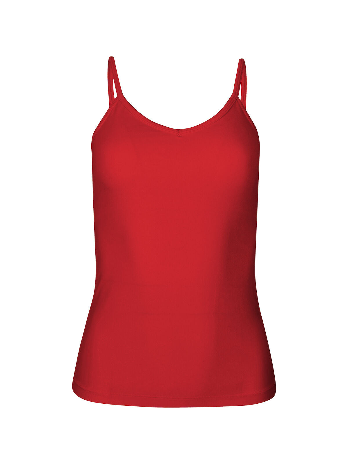 chili red body singlet with in-built bralette, subtle v front and adjustable straps, women's bamboo clothing