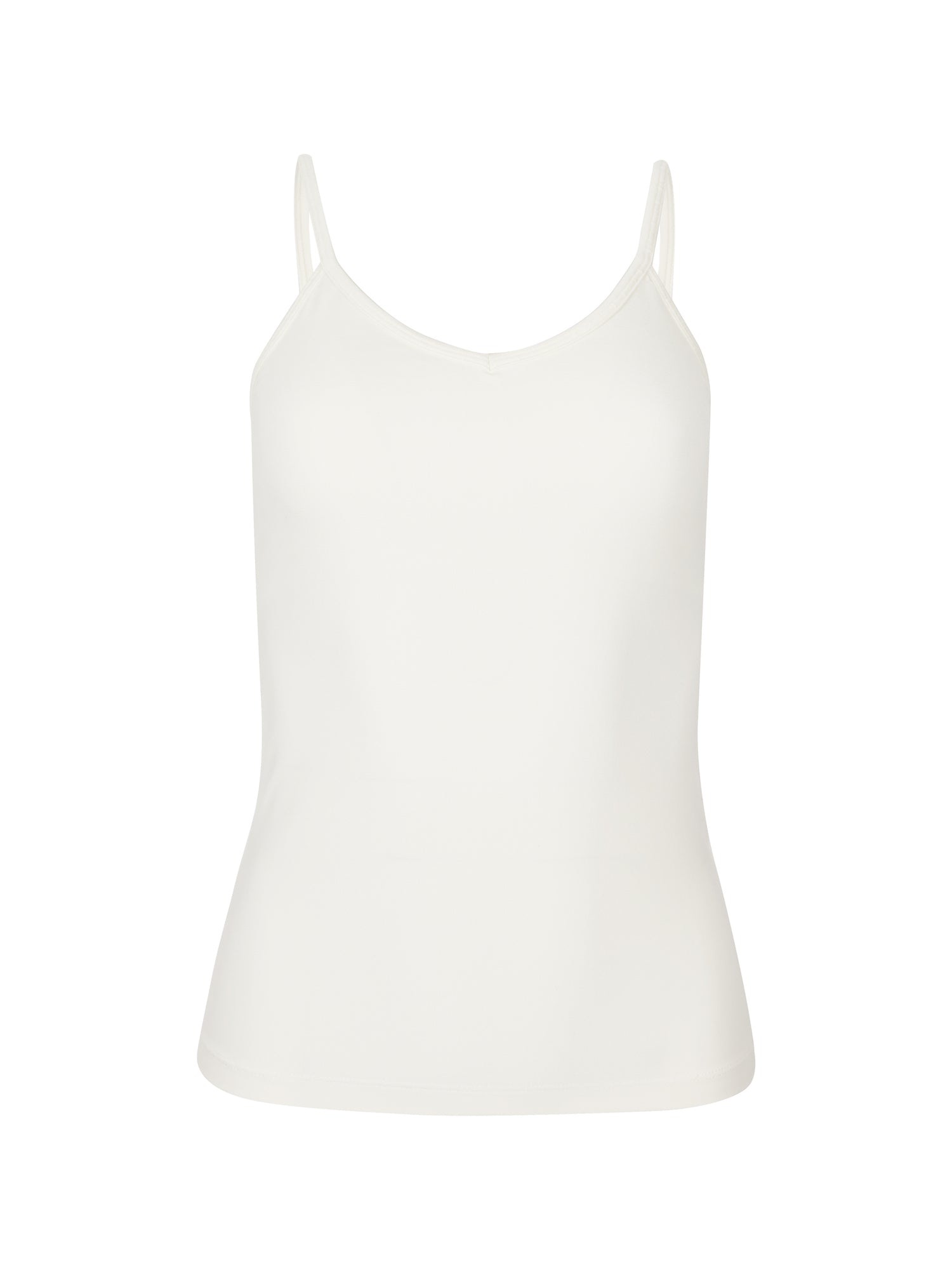 cream body singlet with in-built bralette, subtle v front and adjustable straps, women's bamboo clothing