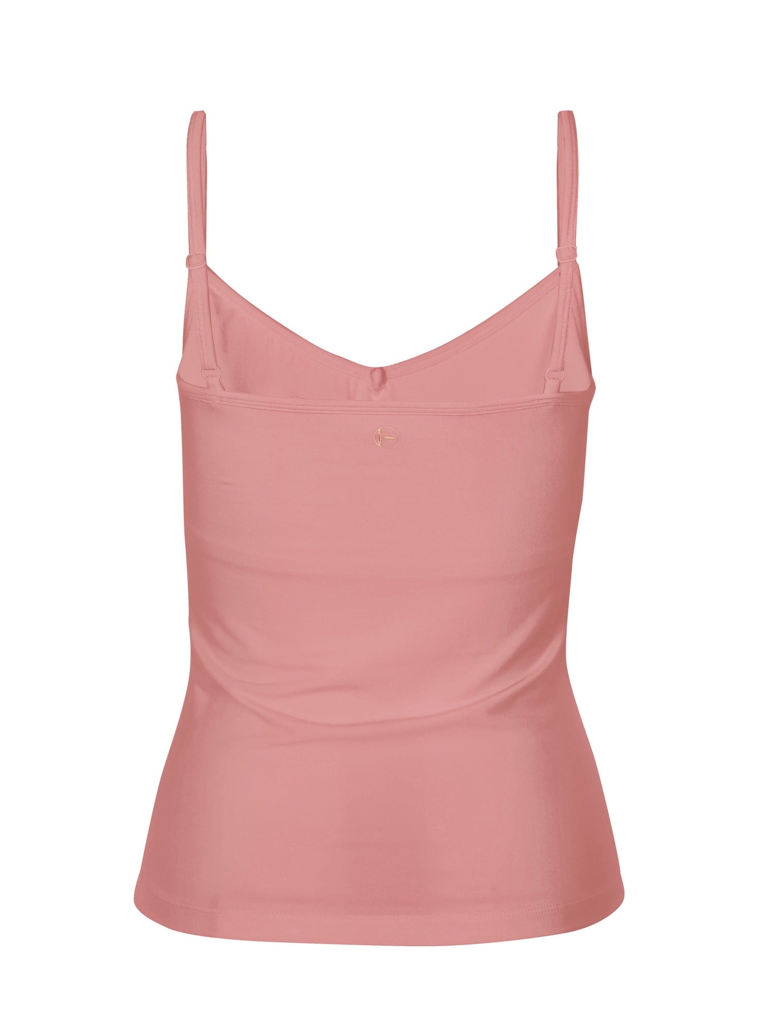 Model wearing eucalyptus body singlet with in-built bralette, subtle v front and adjustable straps, women's bamboo clothing