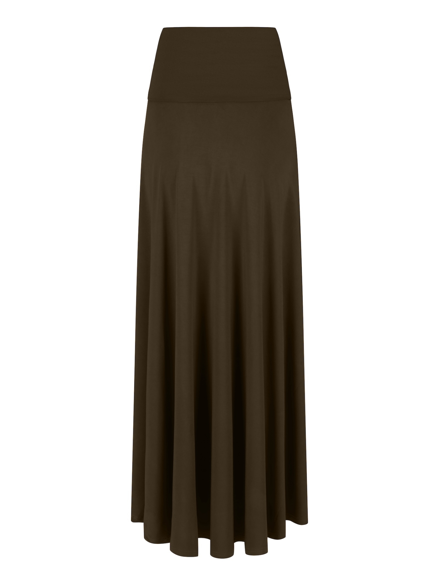 Brown maxi skirt on a white background