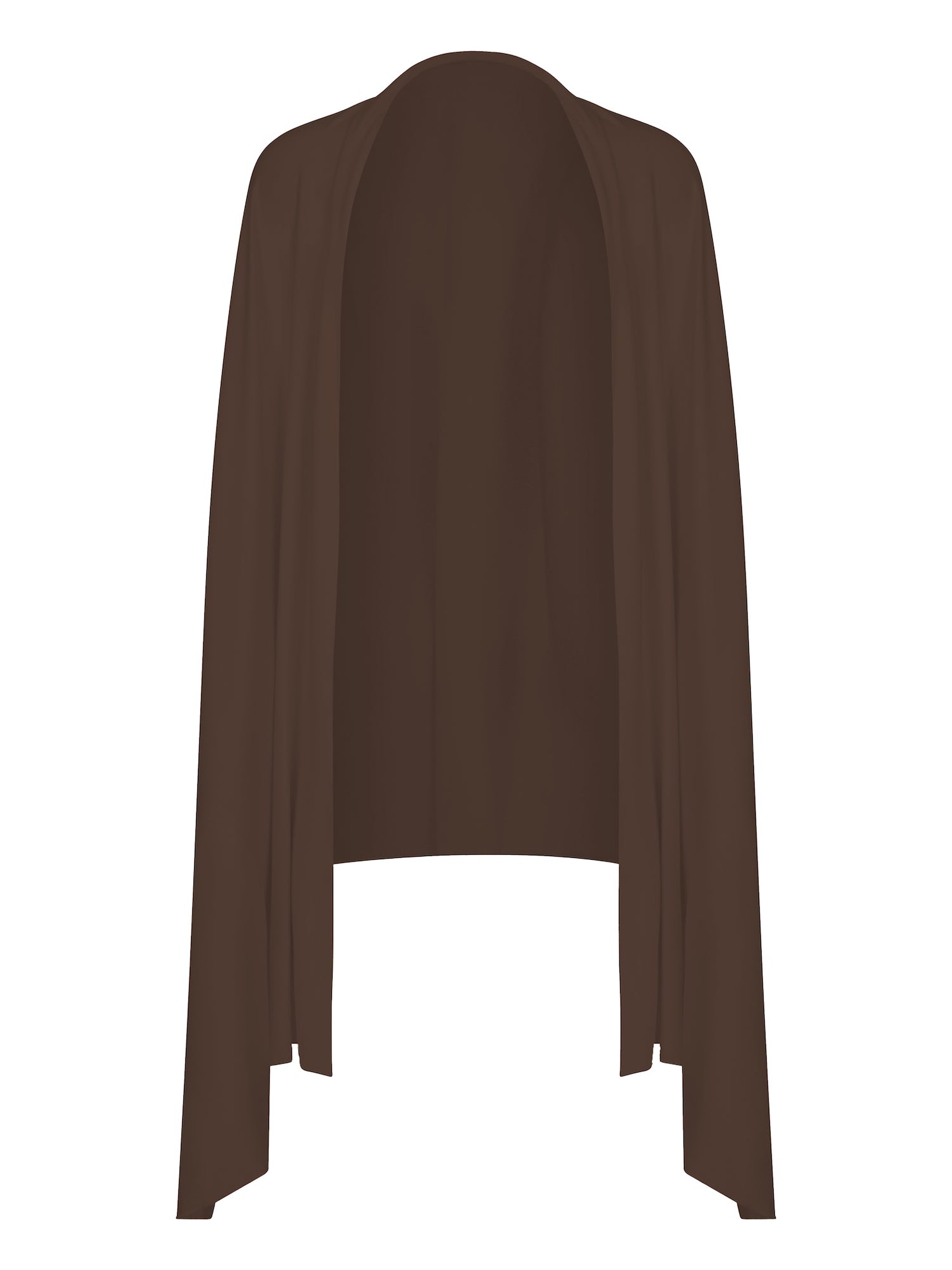 Model wearing cocoa large scarf, convertible style worn as scarf, wrap and shawl, women's bamboo clothing accessories