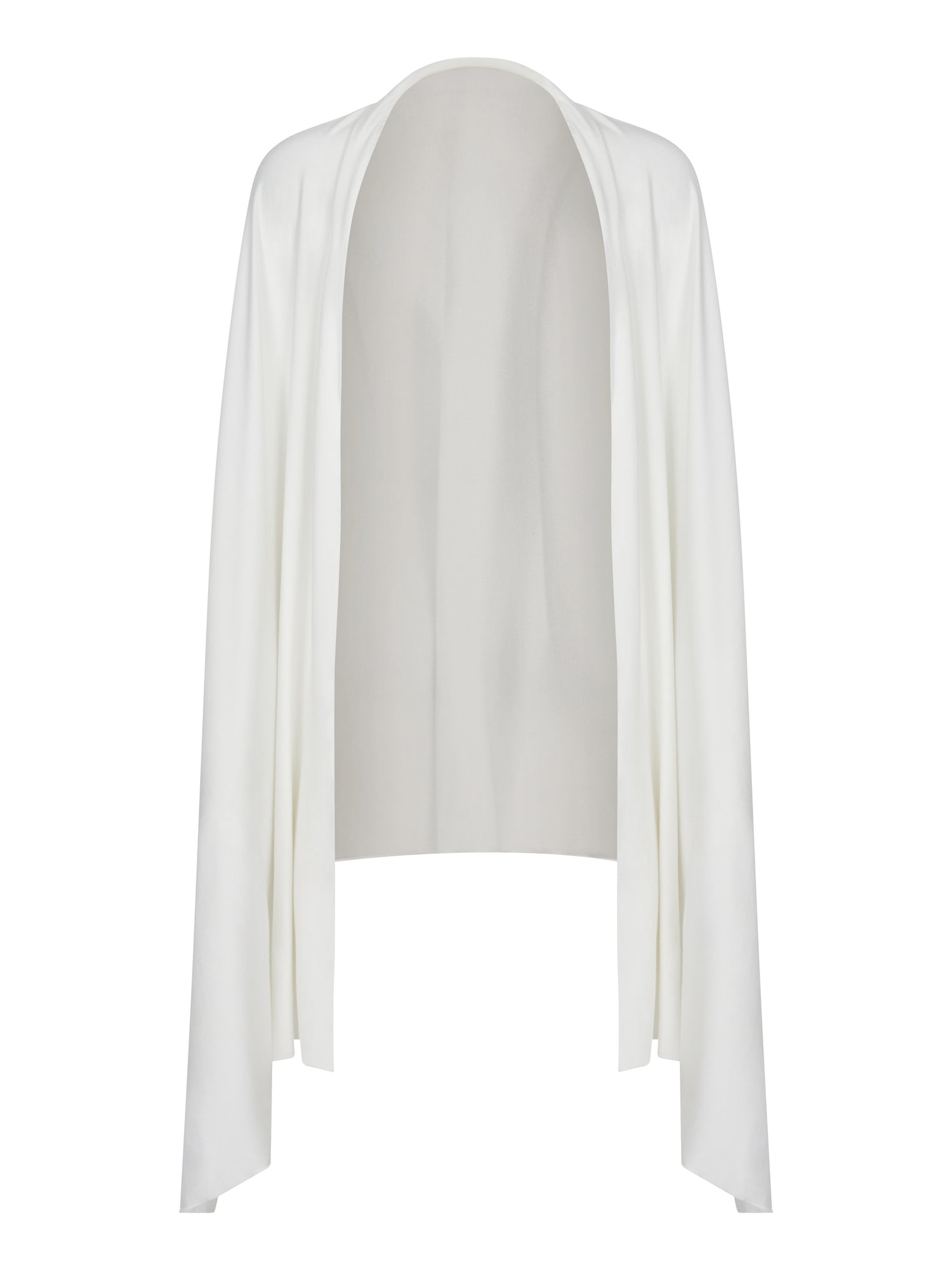 Model wearing cream large scarf, convertible style worn as scarf, wrap and shawl, women's bamboo clothing accessories