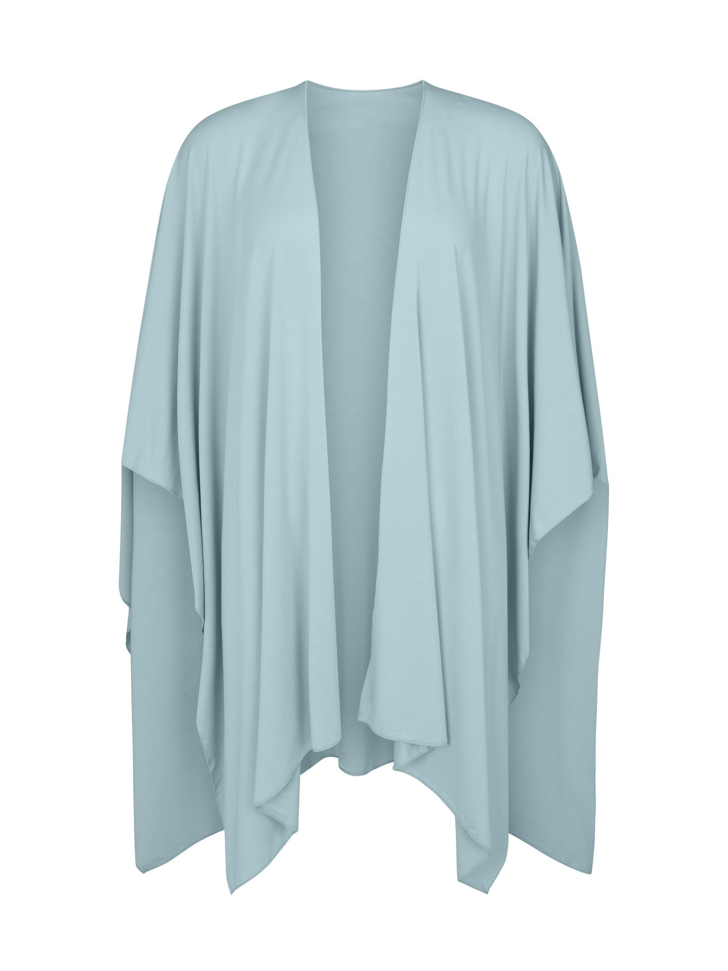 Light blue wrap cardigan on a white background