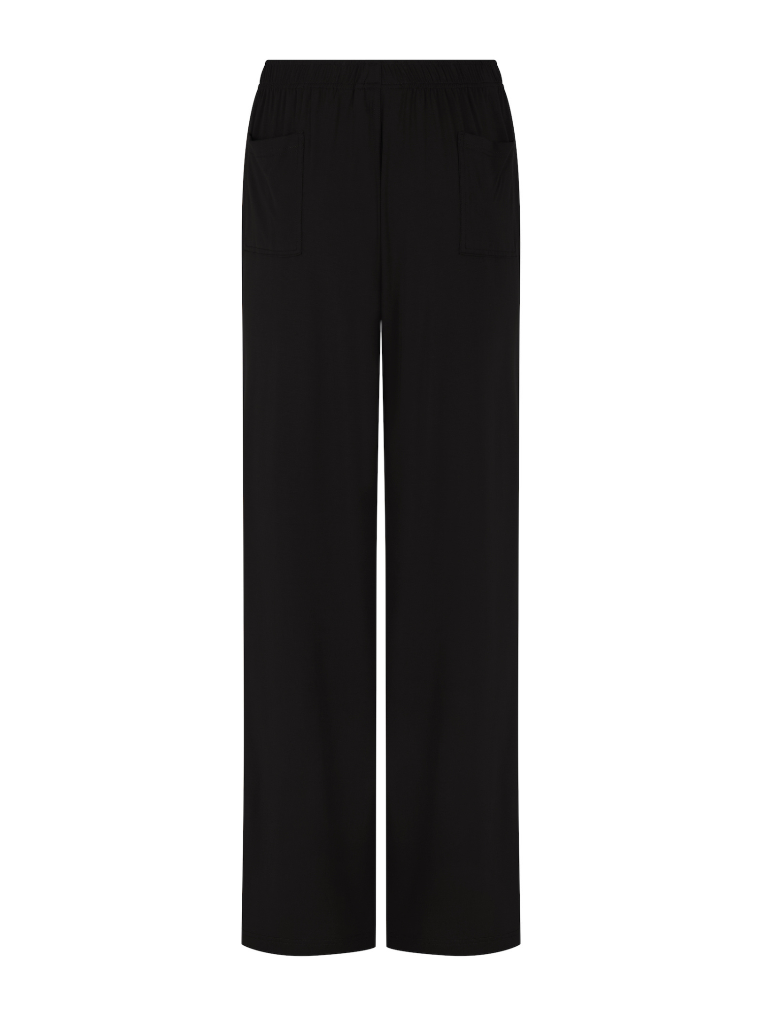 Black full length casual pants with elasticised waist, relaxed loose leg and deep pockets, men's bamboo clothing