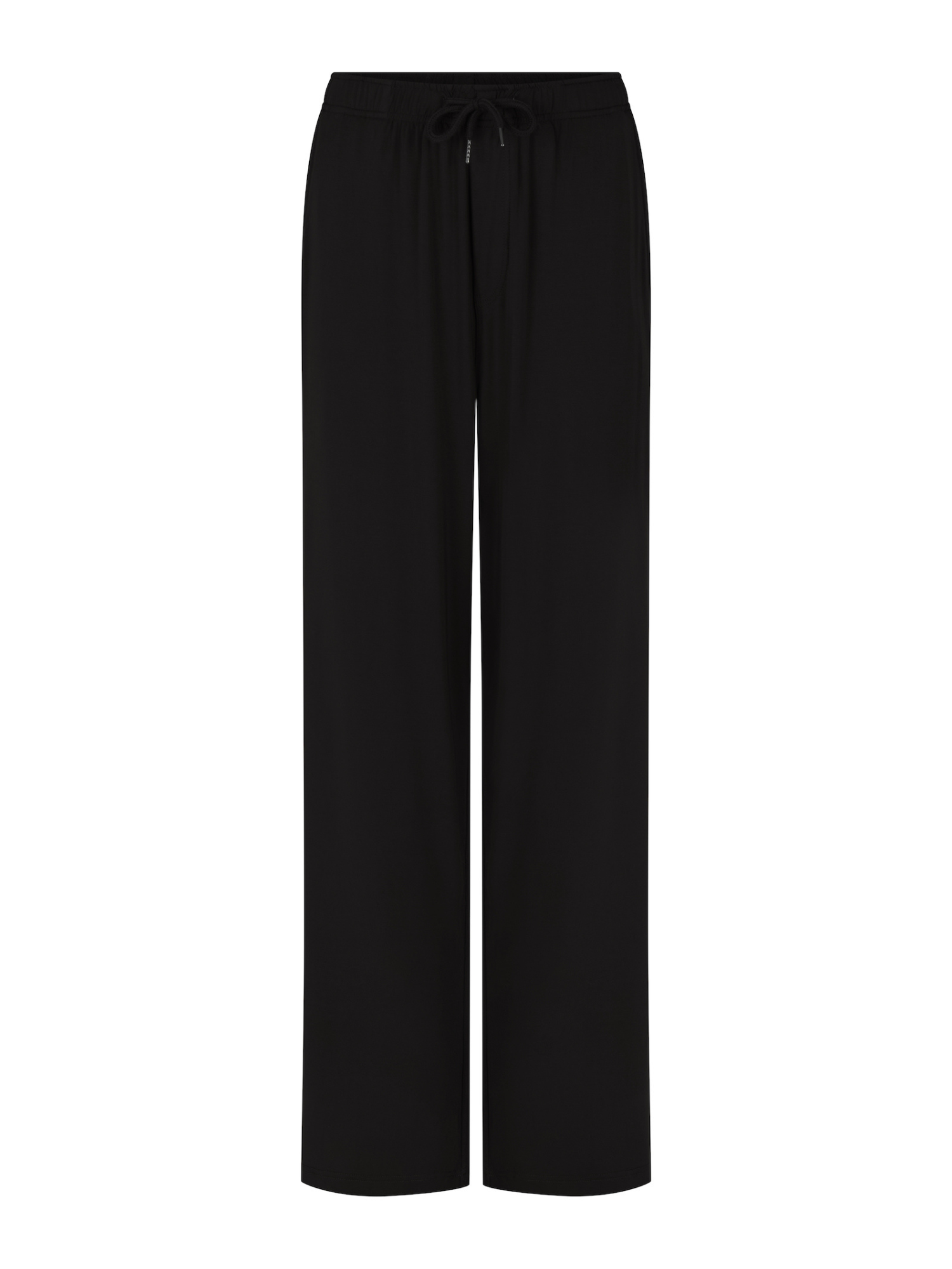Black full length casual pants with elasticised waist, relaxed loose leg and deep pockets, men's bamboo clothing