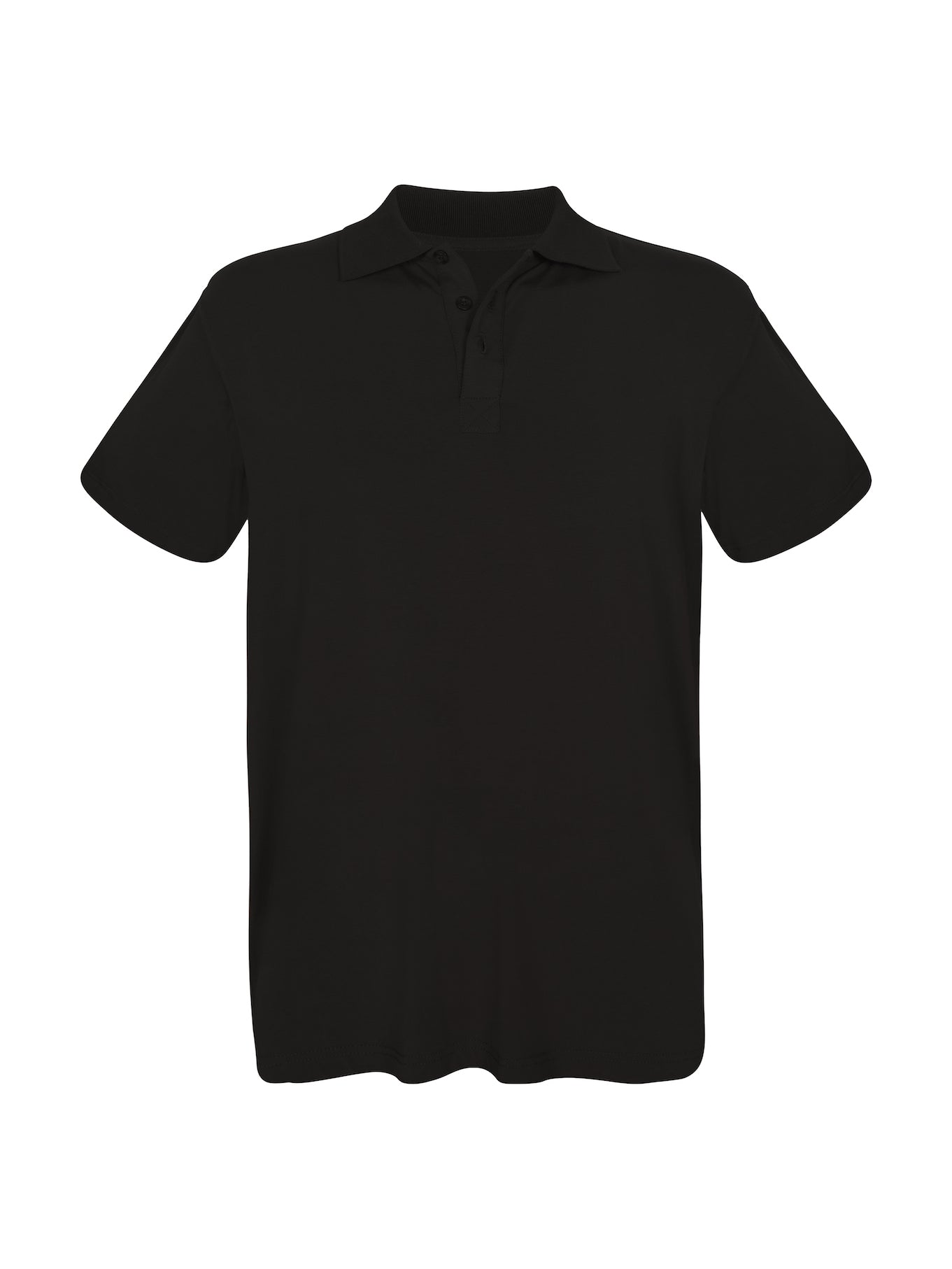 Black short sleeve men's polo shirt, generous fit, soft fibbed collar and 3 buttons, men's bamboo clothing