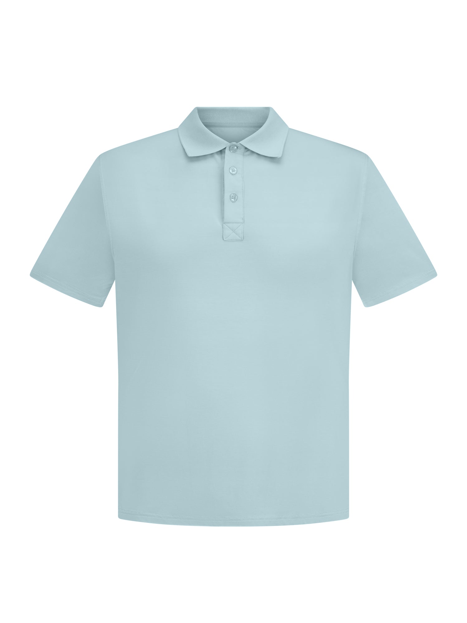 Light Topaz blue polo shirt on a white background, bamboo menswear