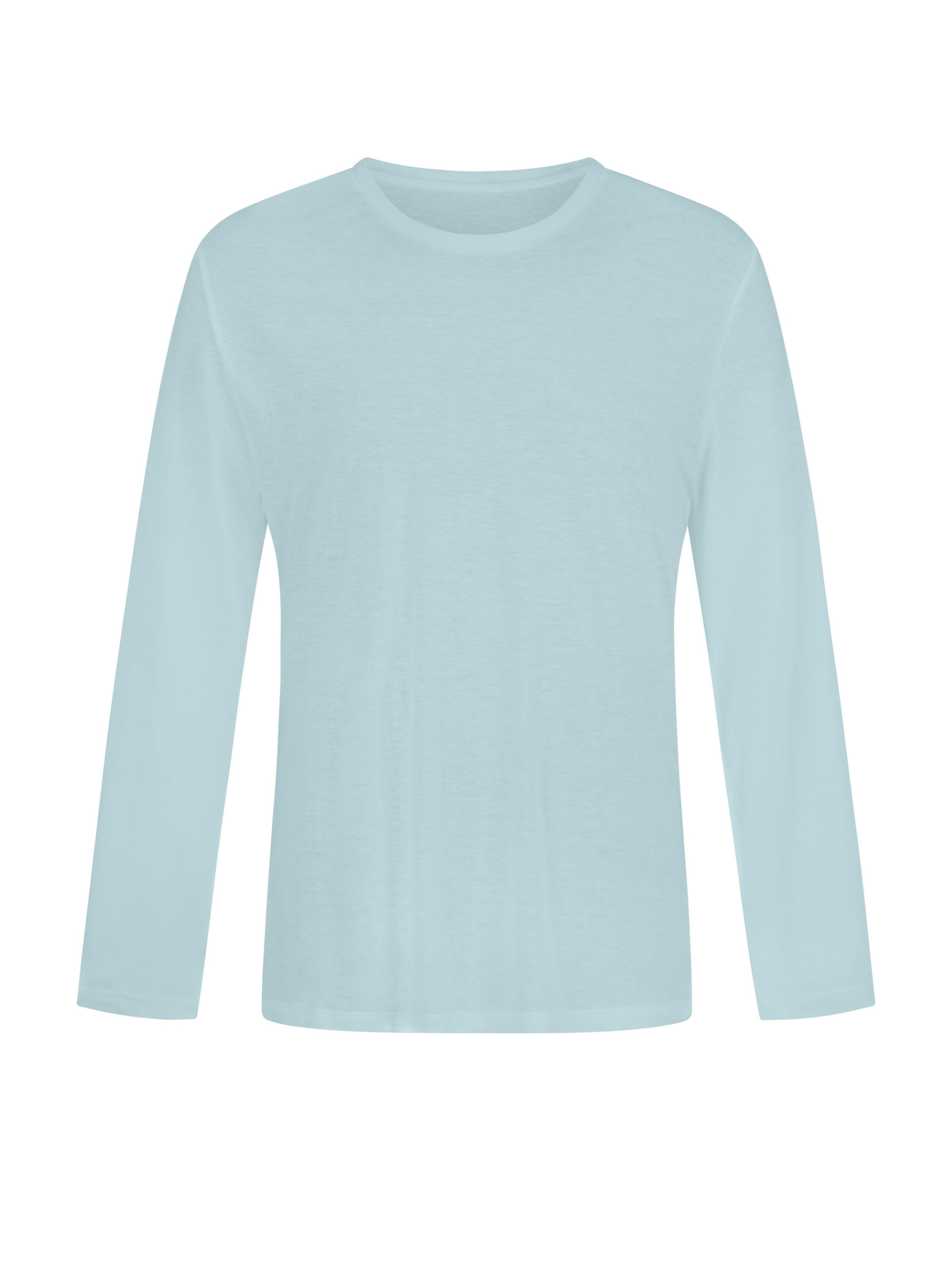 Men's long sleeve crew neck t-shirt top, light topaz blue, men's bamboo clothing