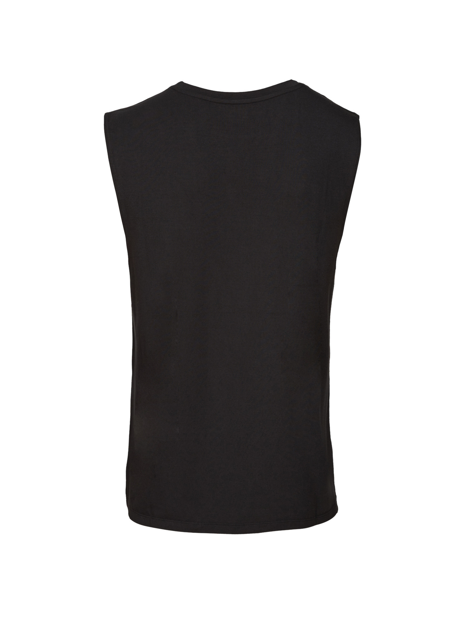 black generous classic fit tank singlet, soft neckband, crew neckline, sleeveless, men's bamboo clothing