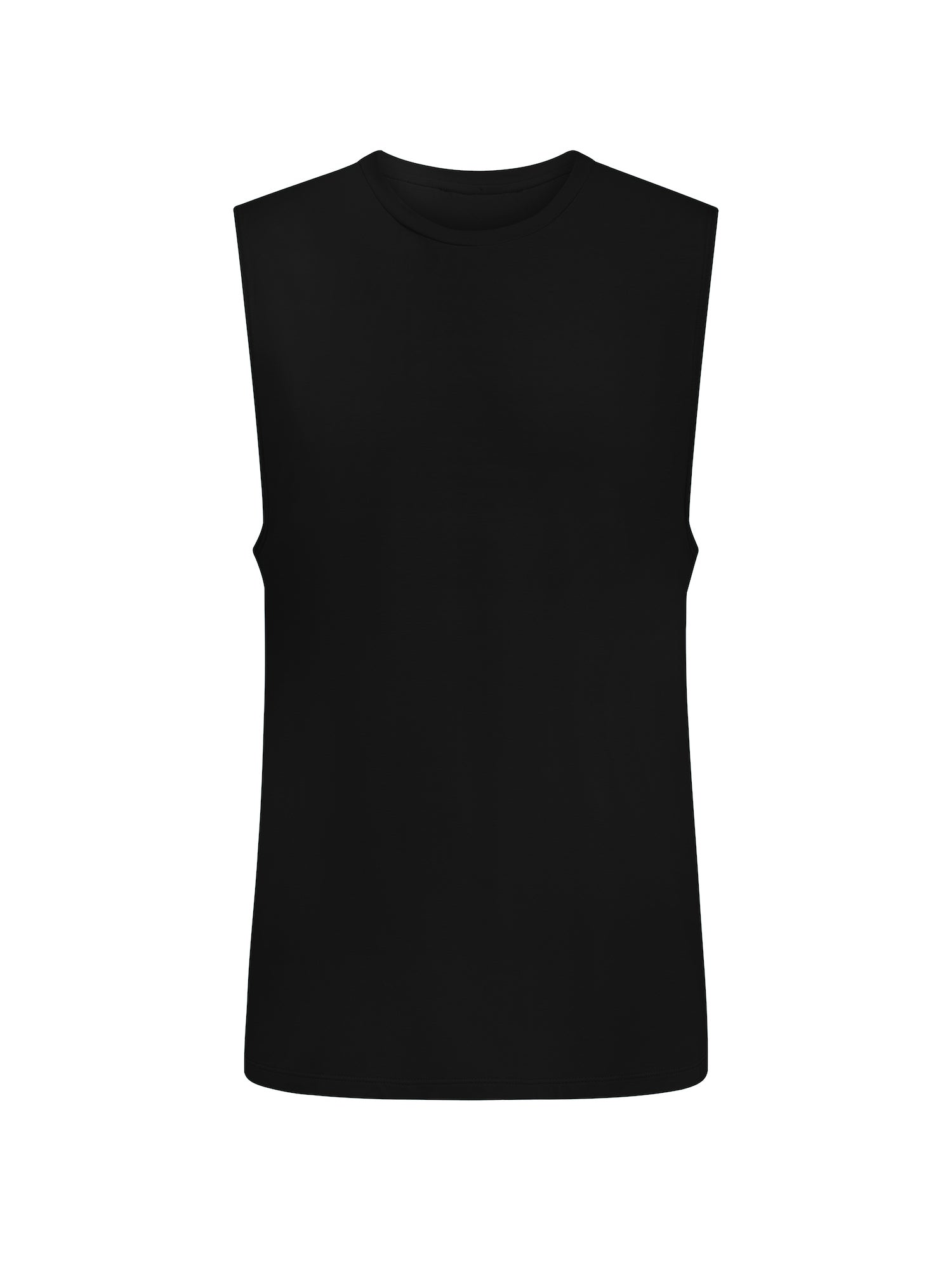 Black men's bamboo sleeveless tank singlet on a white background