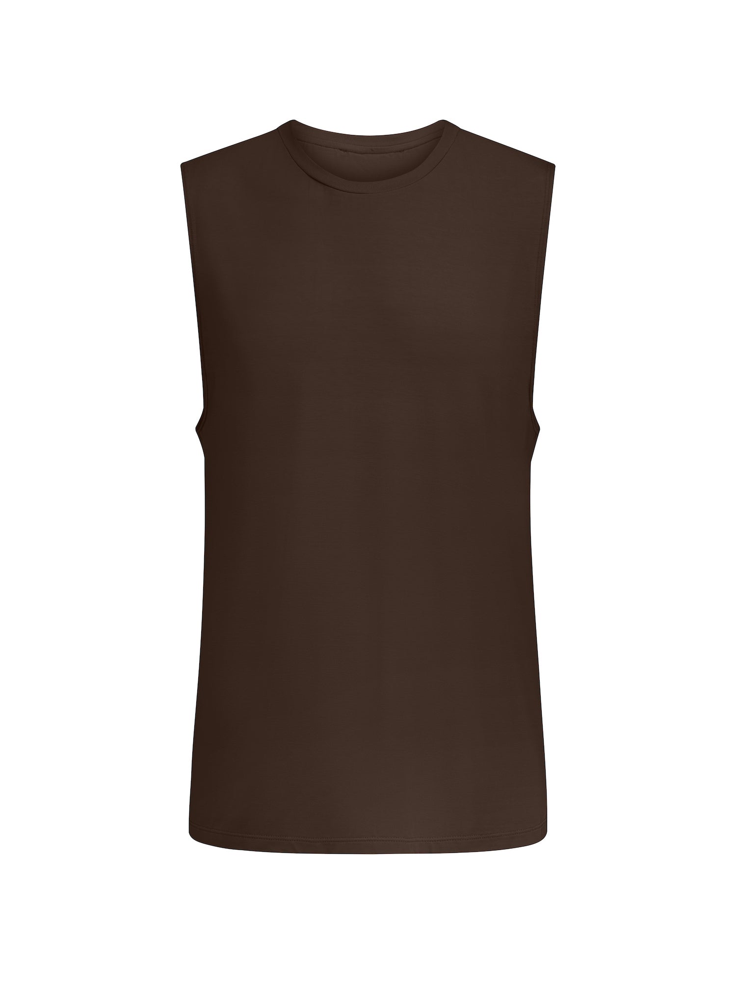 Cocoa brown men's bamboo sleeveless tank singlet on a white background