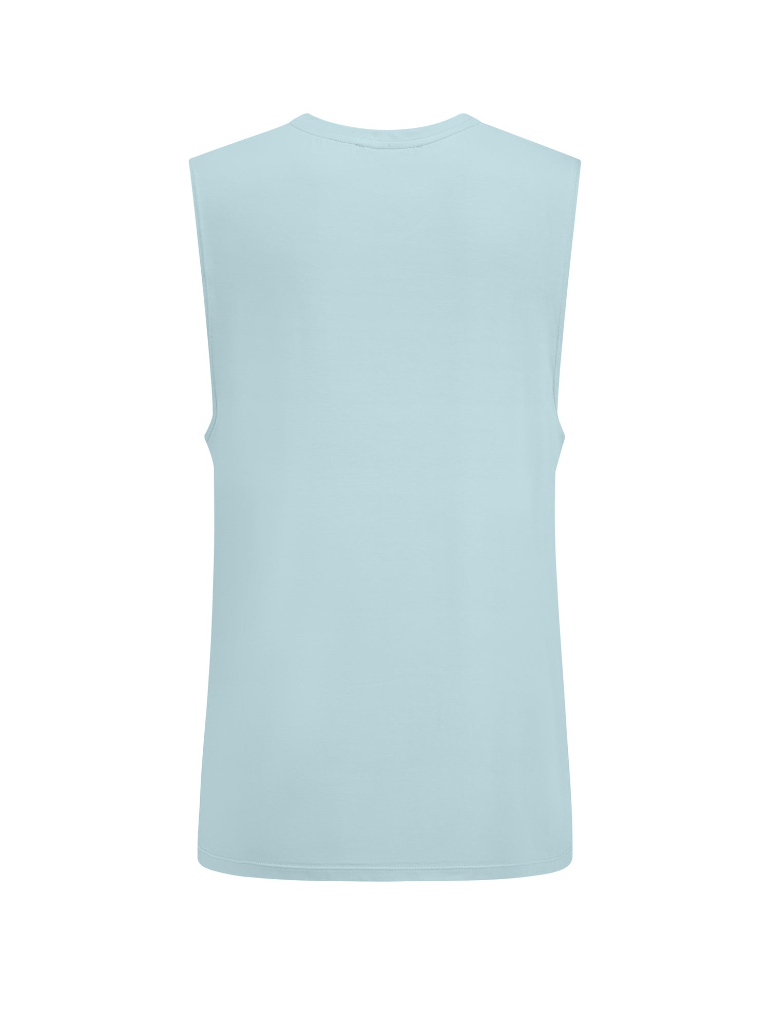 Topaz blue generous classic fit tank singlet, soft neckband, crew neckline, sleeveless, men's bamboo clothing