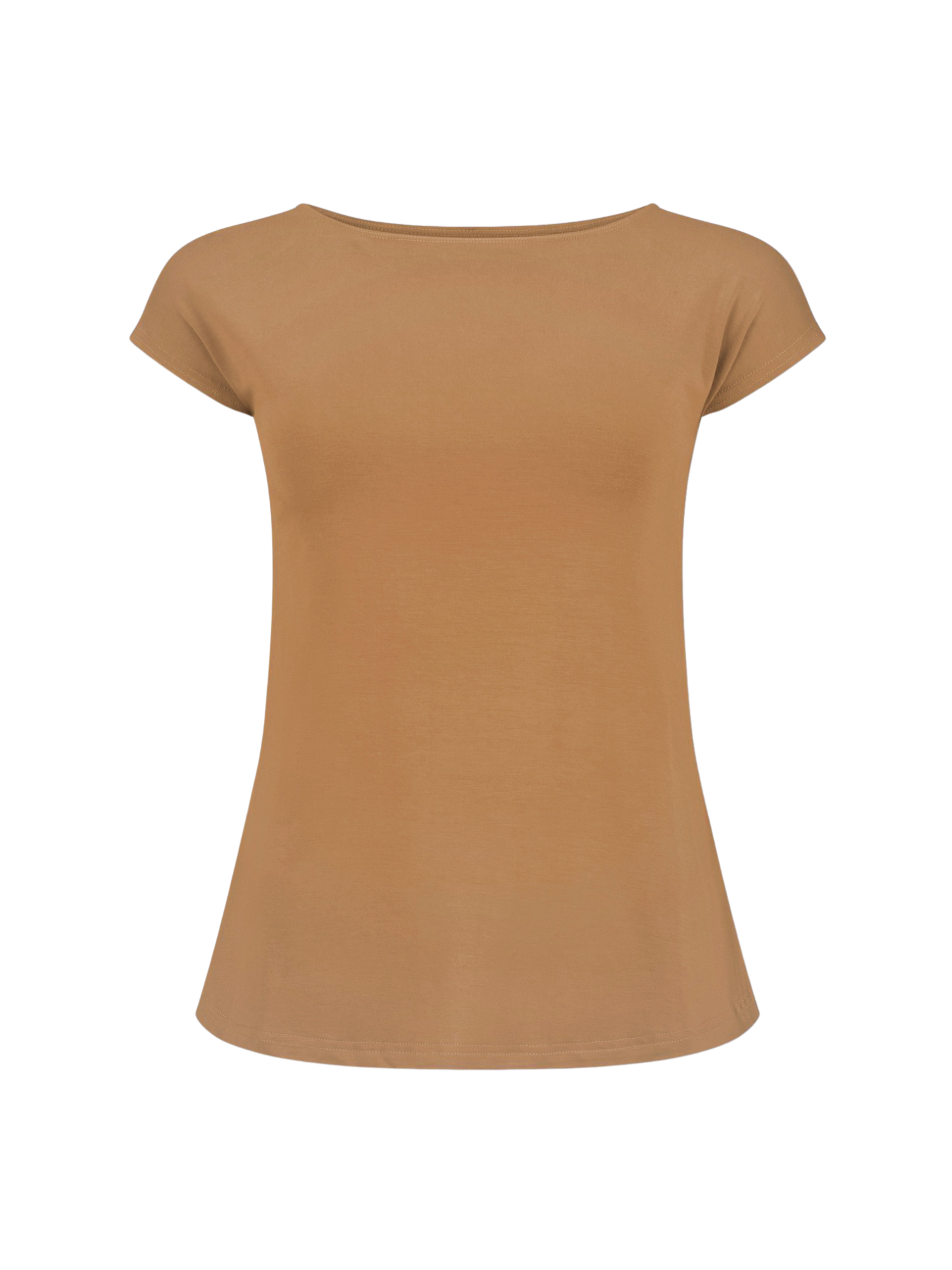 Bamboo Boat Neck T Shirt - Toffee