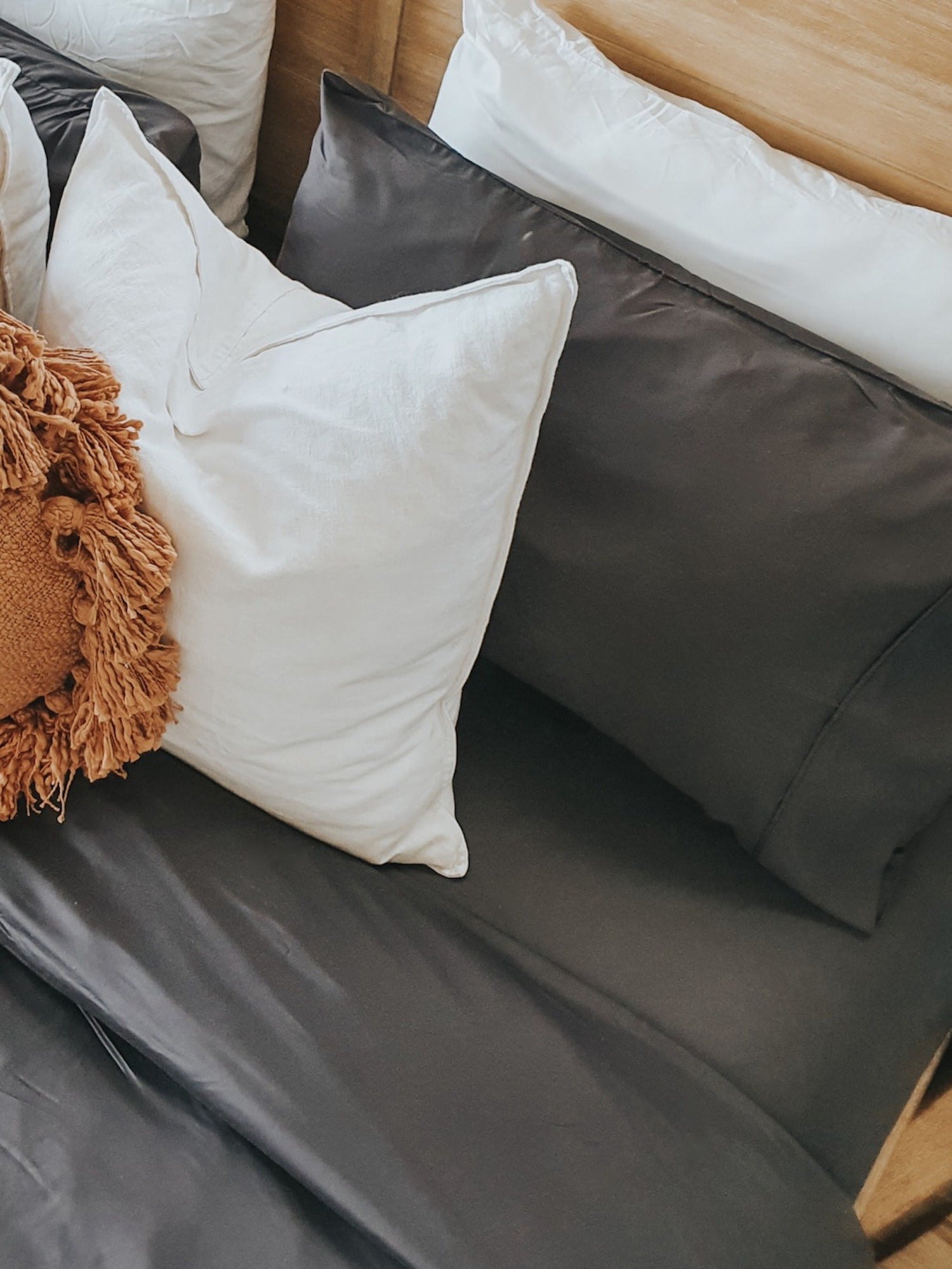 king bed bamboo fitted sheet in slate grey, bamboo bedding