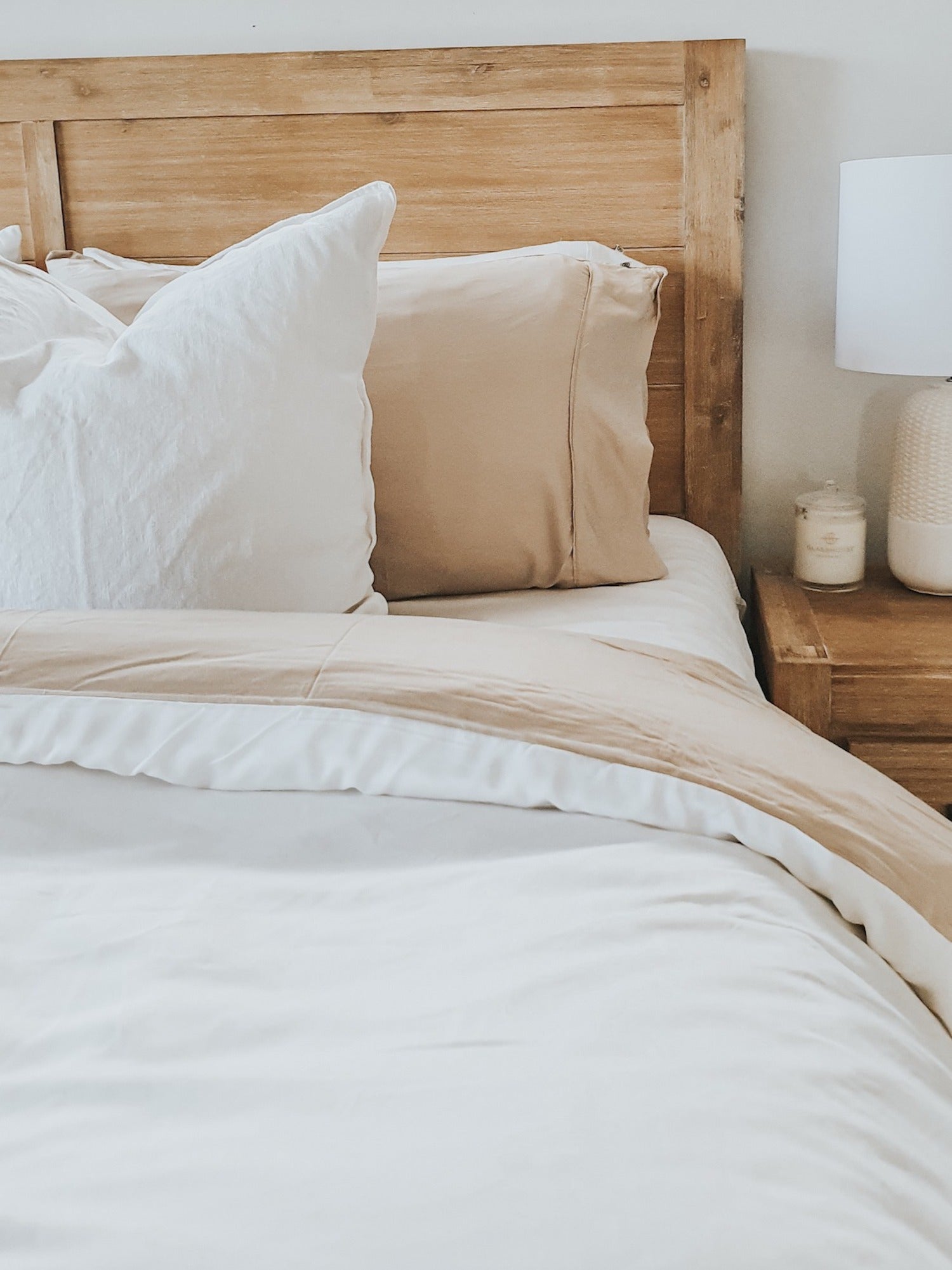 pillow slip set in macadamia, bamboo bedding