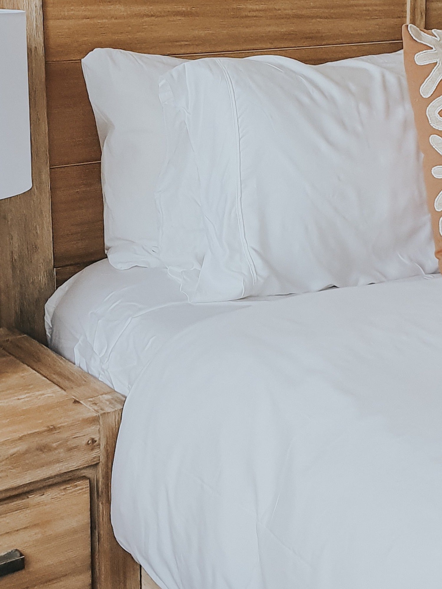 bamboo pillow slip set in white, bamboo bedding