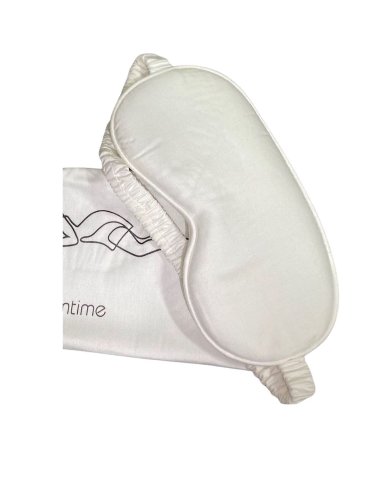 bamboo sleep eye mask with a drawstring travel bag in white, bamboo bedding