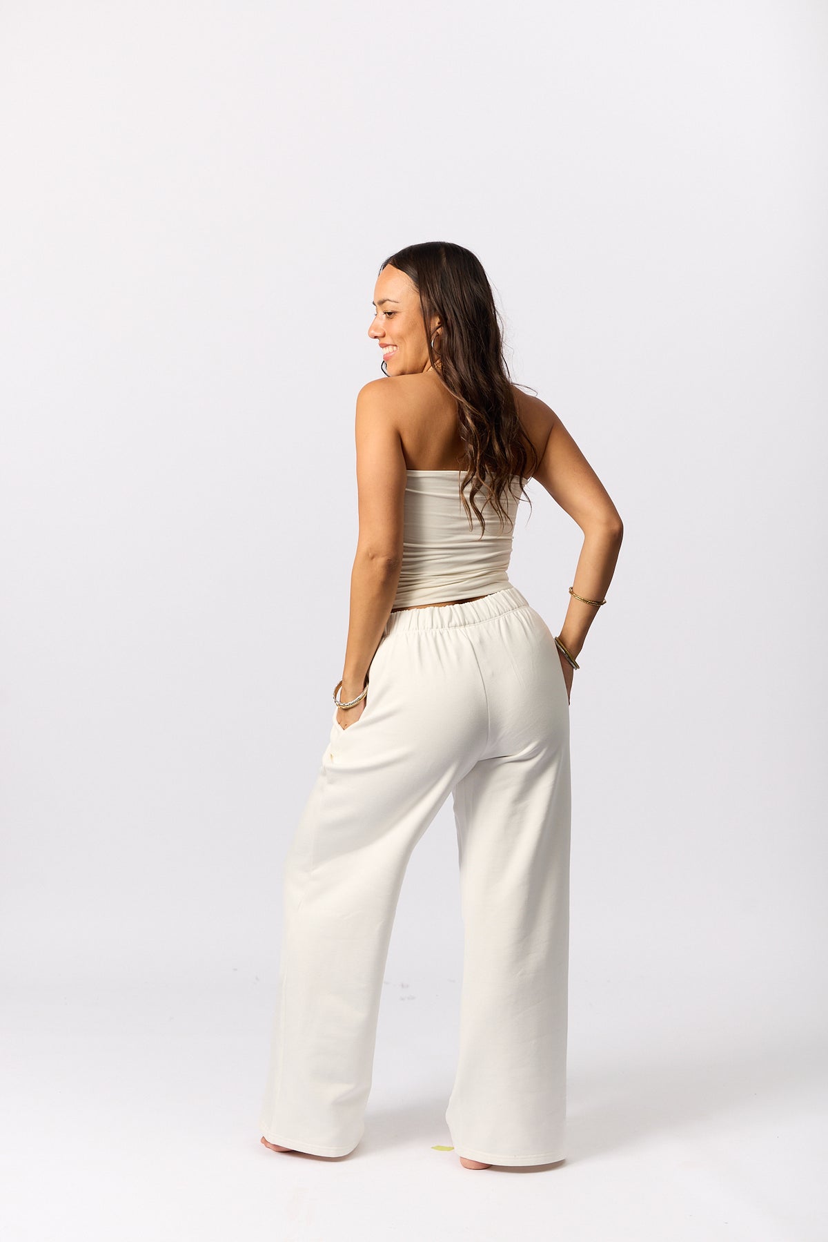 Organic Fleece - Wide Leg Sweatpants - Natural