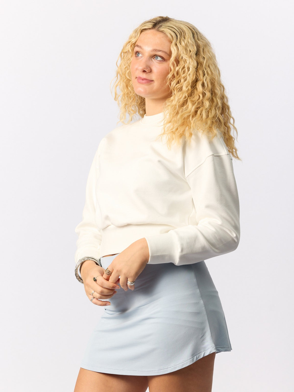 Organic Fleece - Relaxed Crop Sweater - Natural