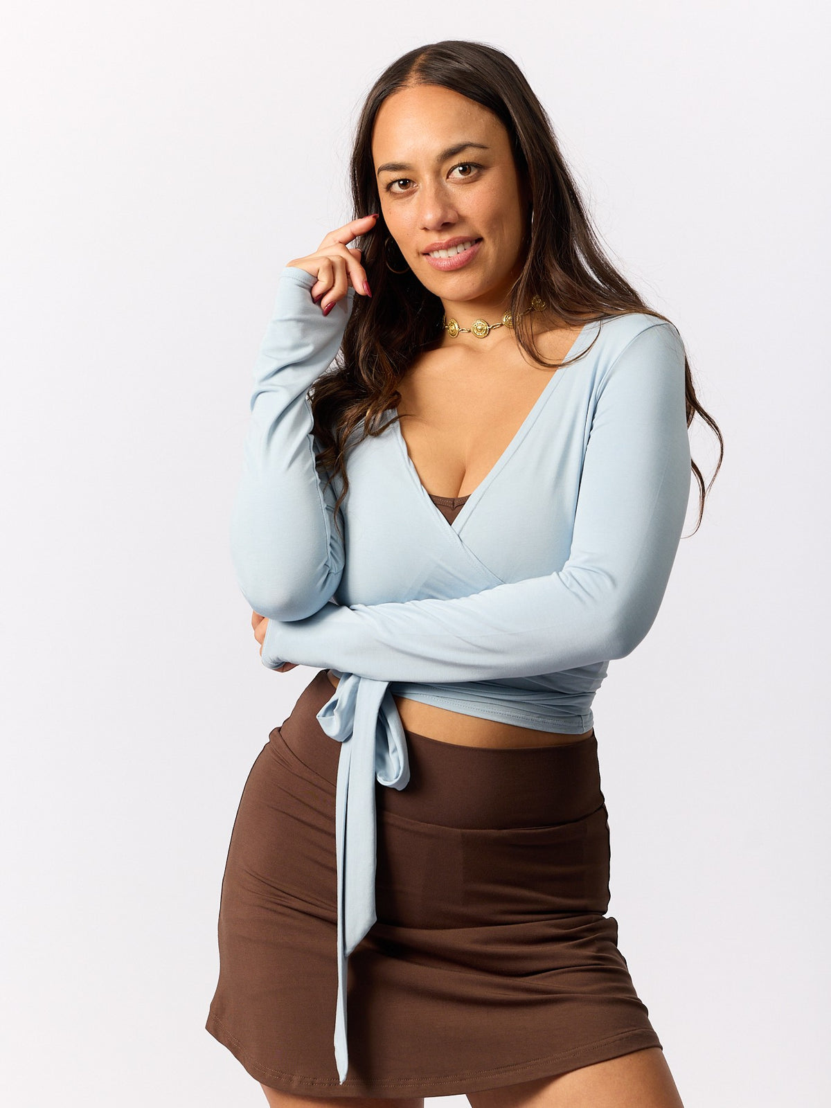 Bamboo Long Sleeve Ballet Wrap Top - Topaz
