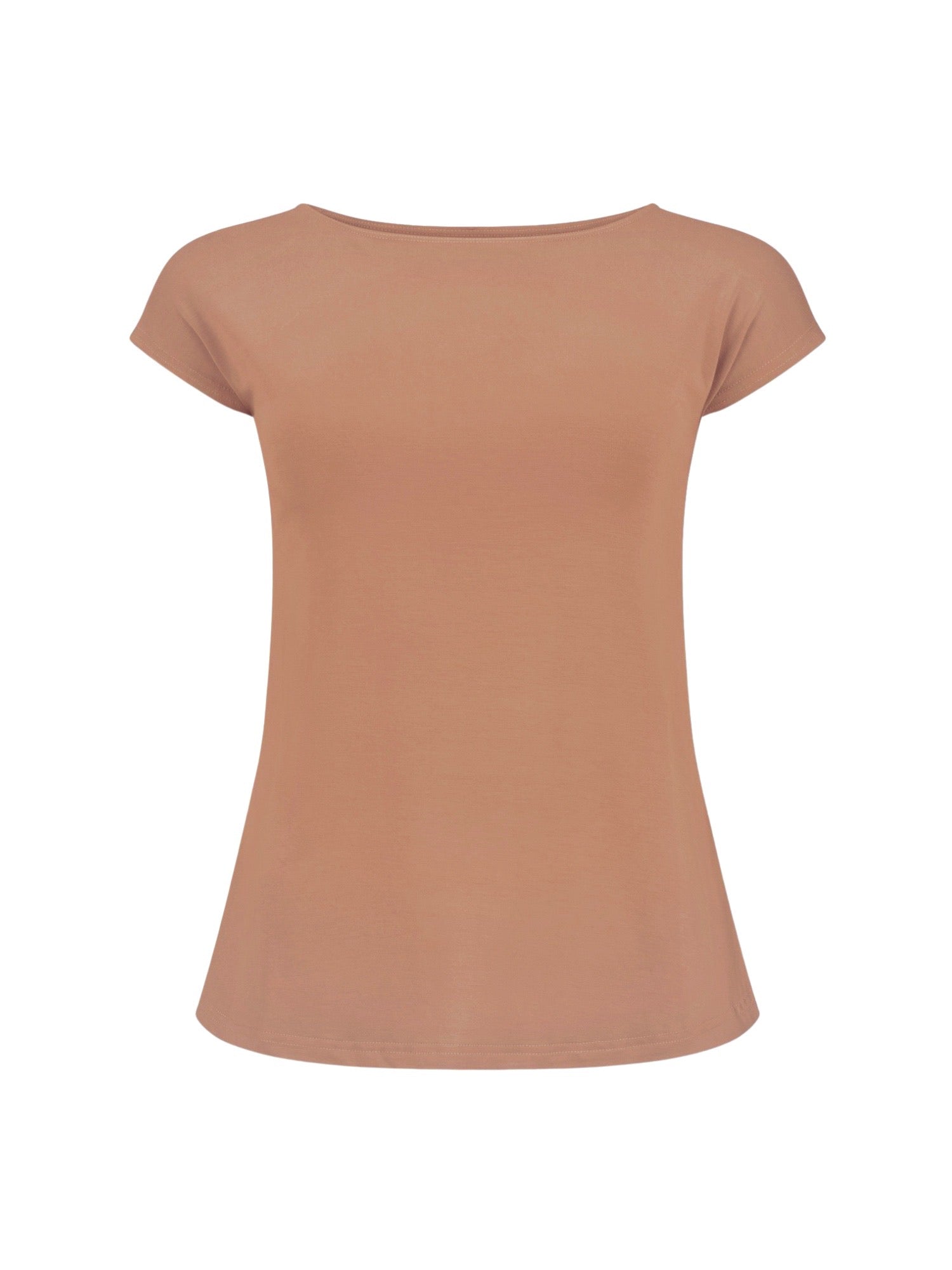 Bamboo Boat Neck T Shirt - Toffee