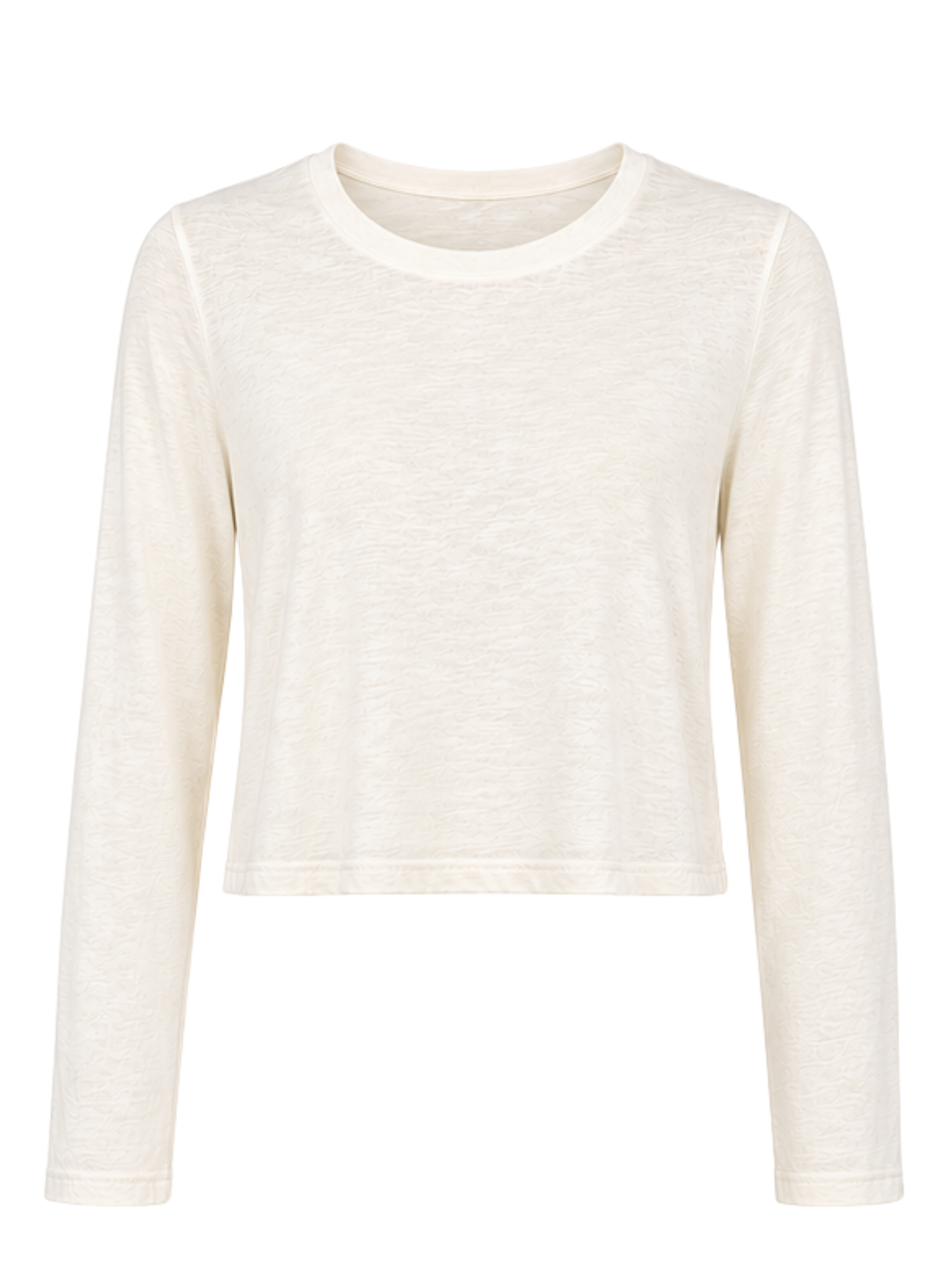 Hemp / Bamboo Relaxed Long Sleeve Crew Tee - Crop - Cream