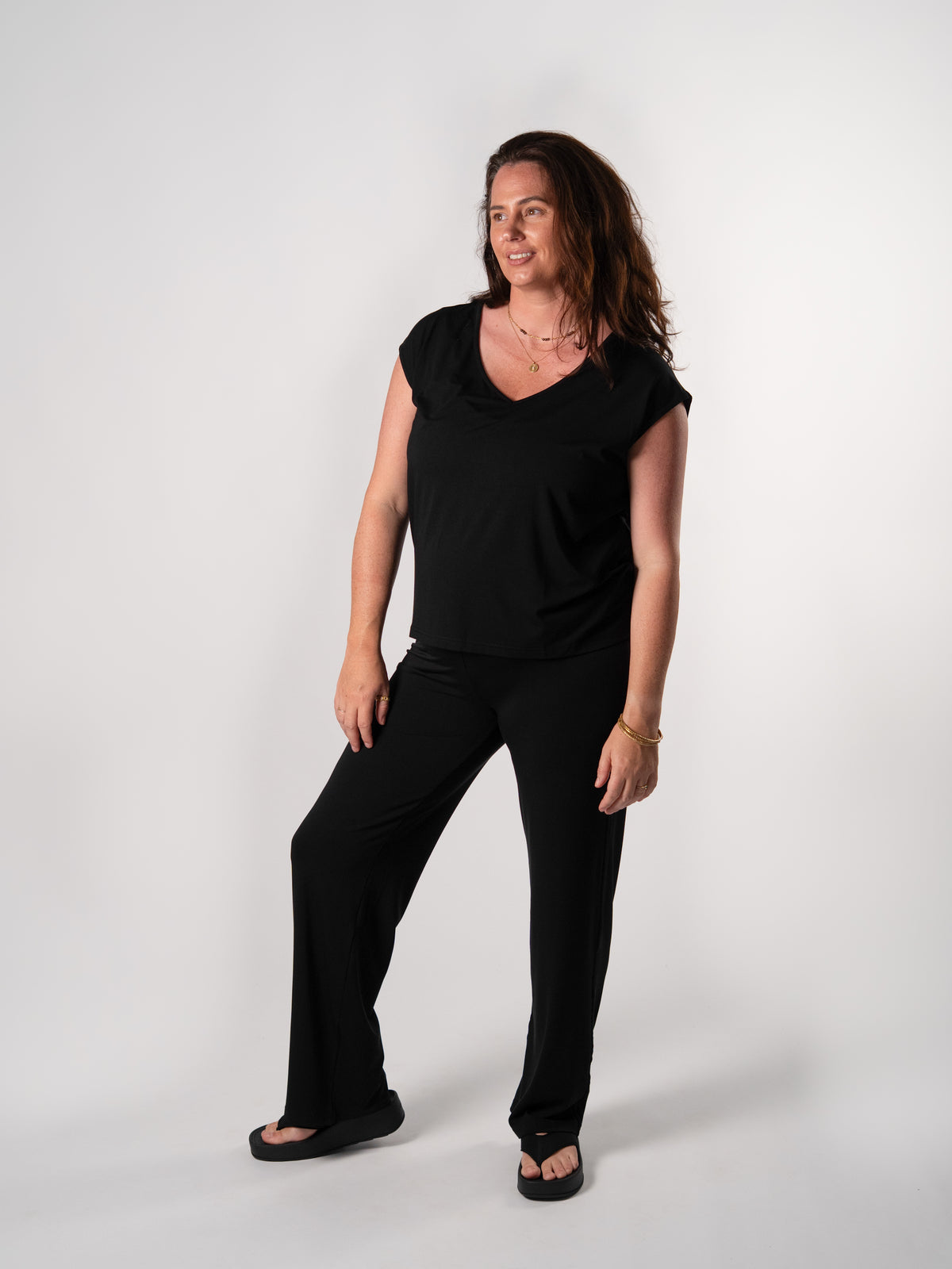 Bamboo Straight Leg Pant - Black