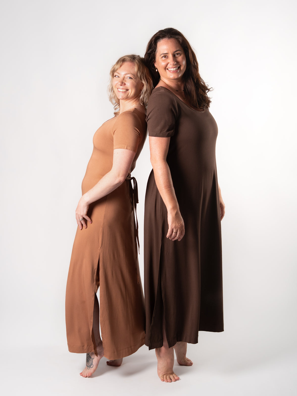 Bamboo Short Slv Scoop Neck Maxi Dress - Toffee