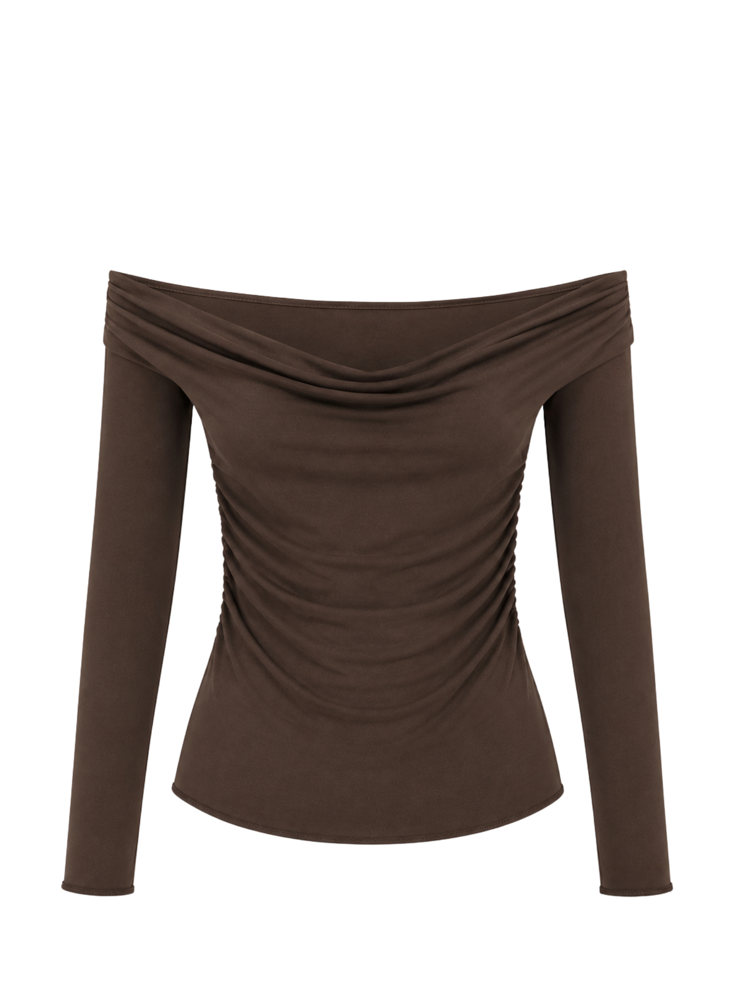Bamboo Long Sleeve Cowl Neck Top- Cocoa