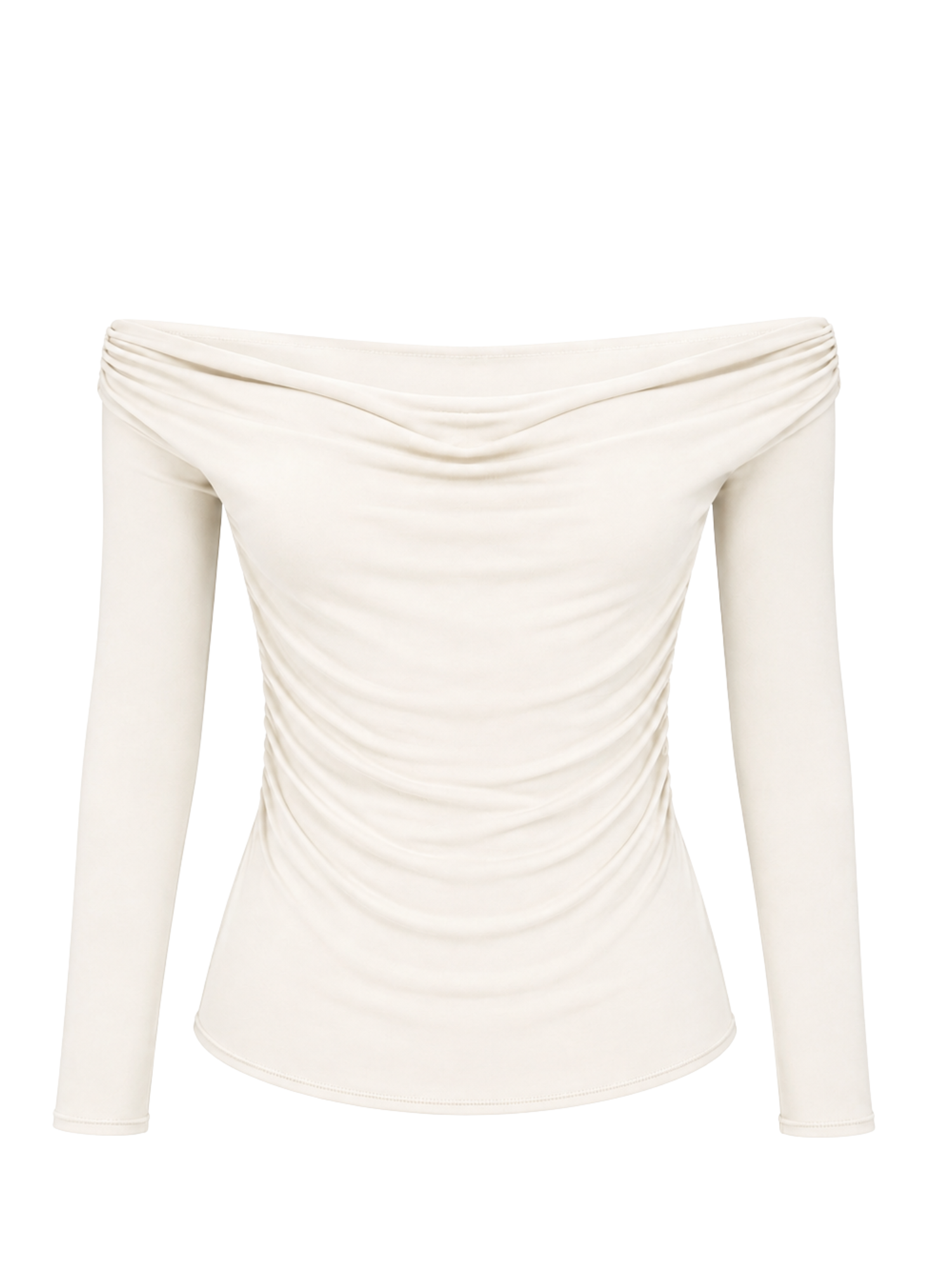 Bamboo Long Sleeve Cowl Neck Top - Cream