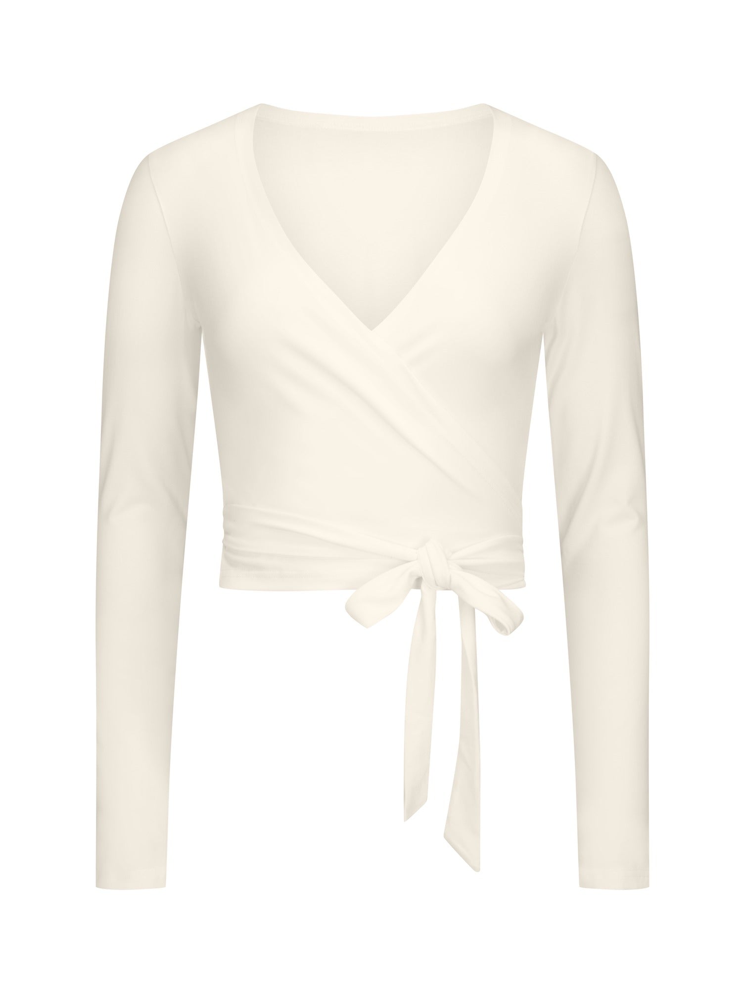 Bamboo L/S Ballet Wrap Top - Cream