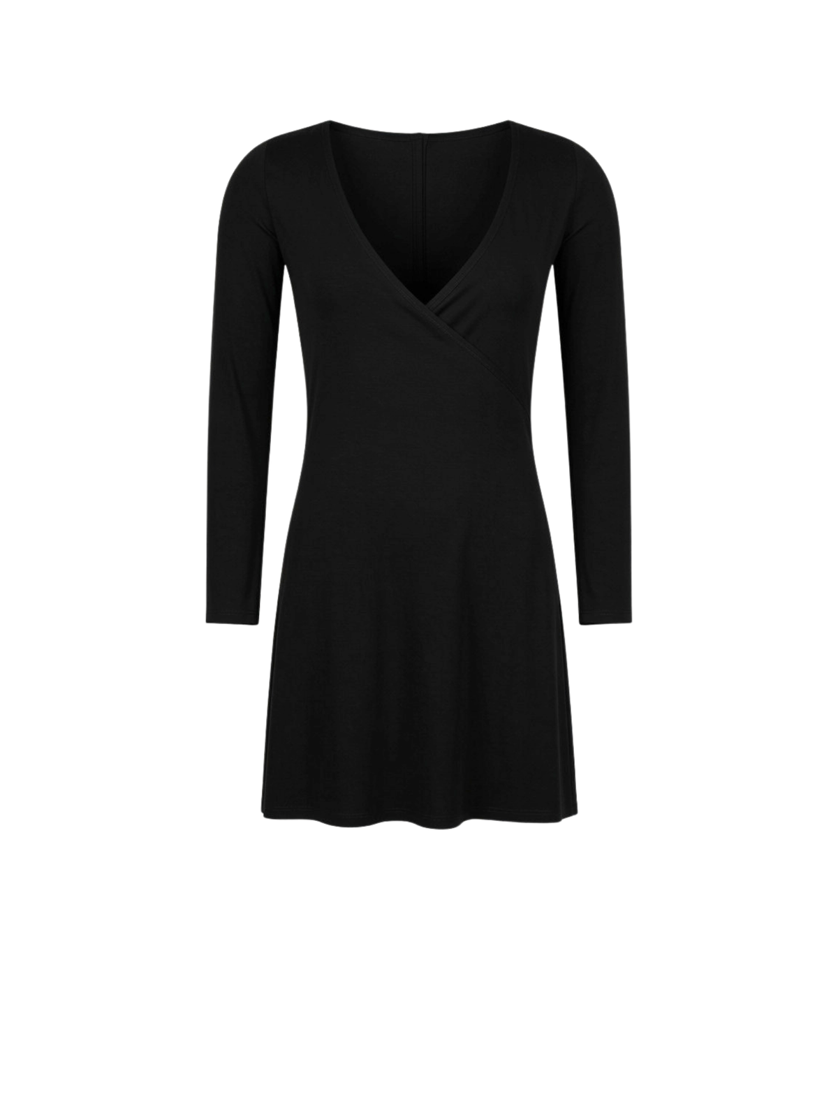 Bamboo Long Sleeve Wrap Dress - Mini - Black