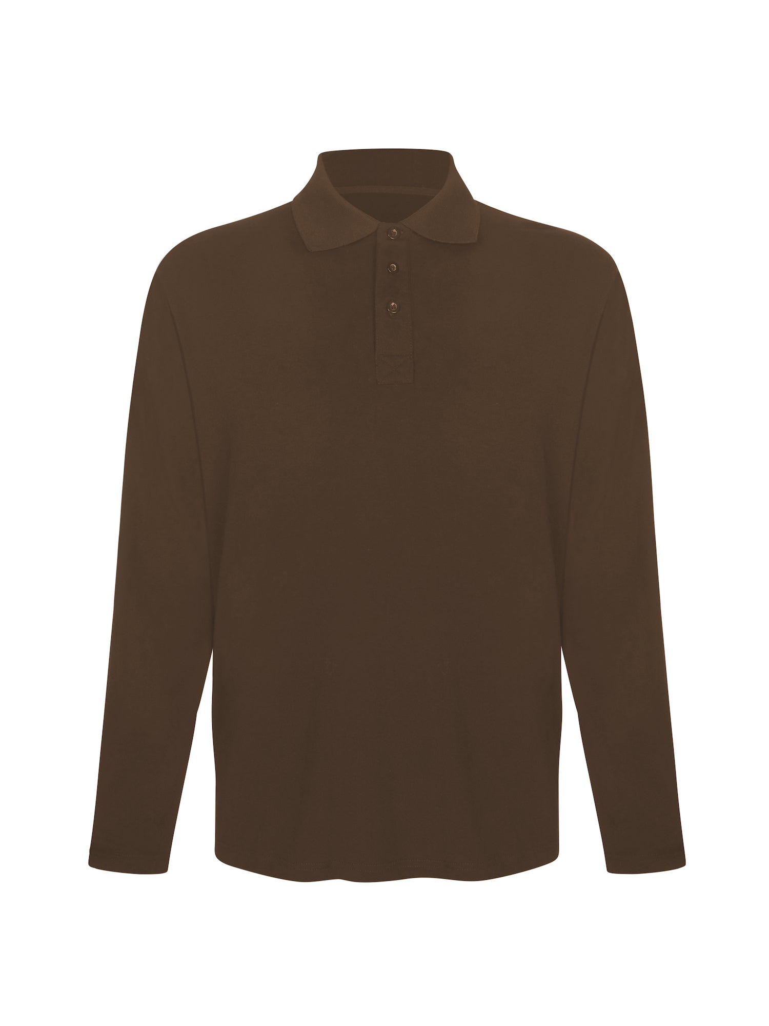 Cocoa brown men's long sleeve polo shirt, generous fit, soft fibbed collar and 3 buttons, men's bamboo clothing