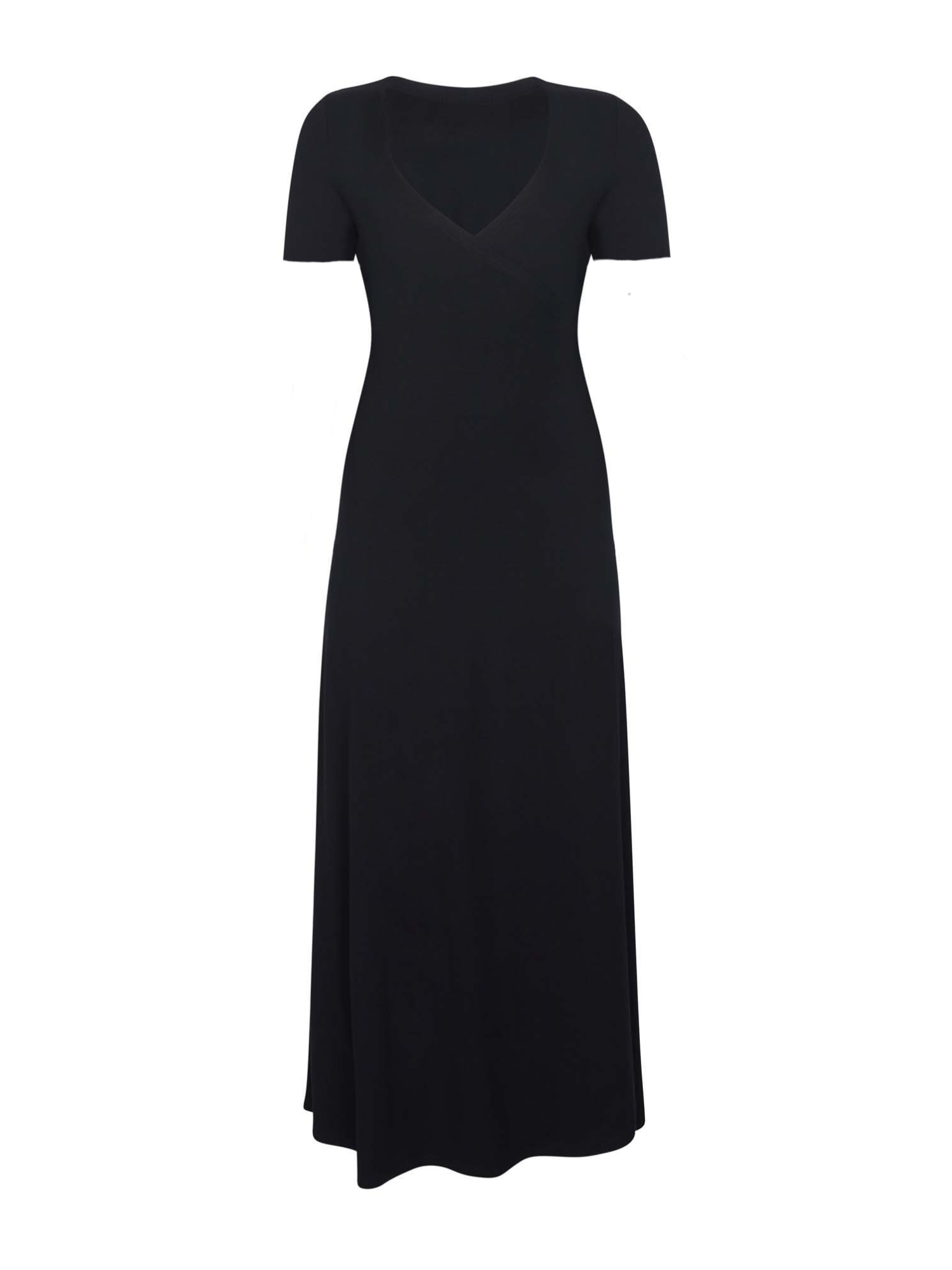 Bamboo Wrap Dress - Maxi - Short Sleeve - Black