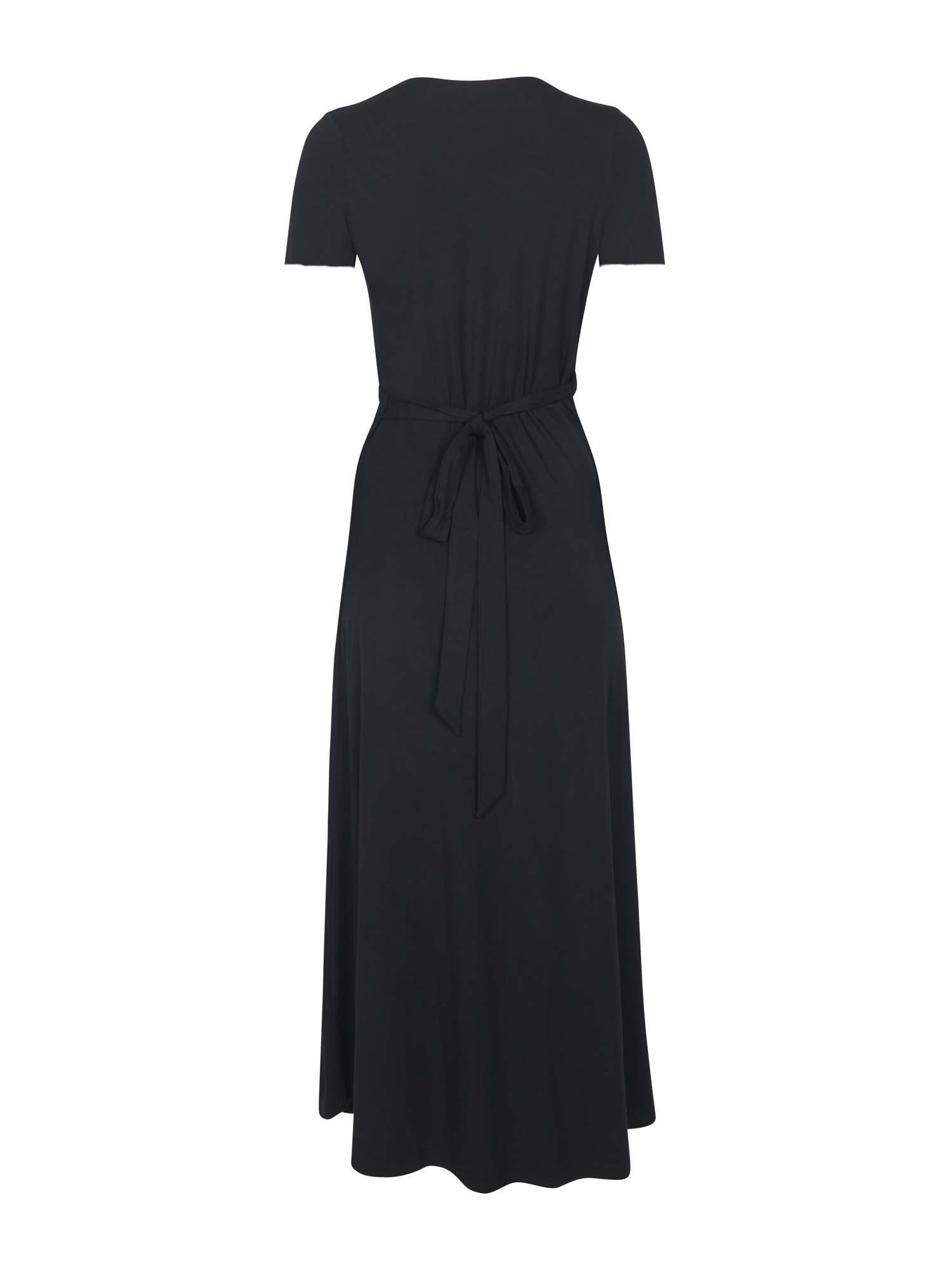 Bamboo Wrap Dress - Maxi - Short Sleeve - Black
