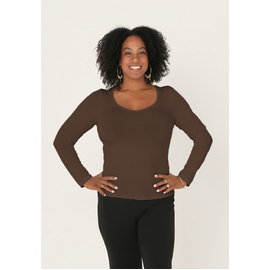 Bamboo V Neck L/S Tee - Cocoa