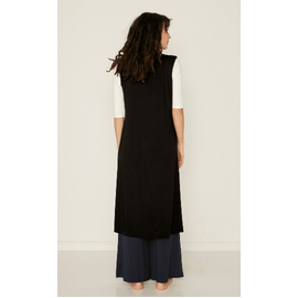 Bamboo Sleeveless Long Cardigan - Black