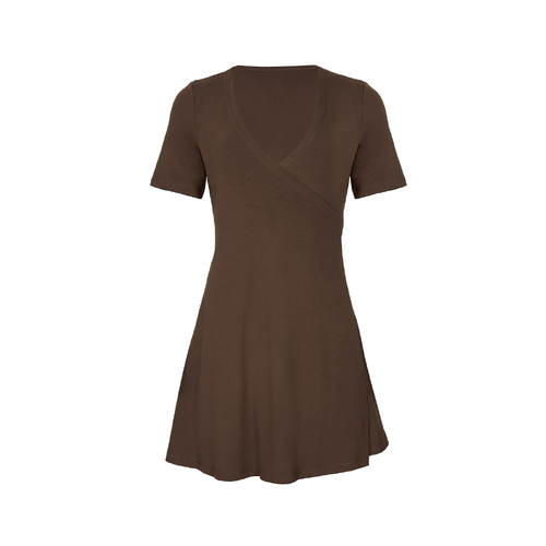 Bamboo Wrap Dress - Mini - Cocoa