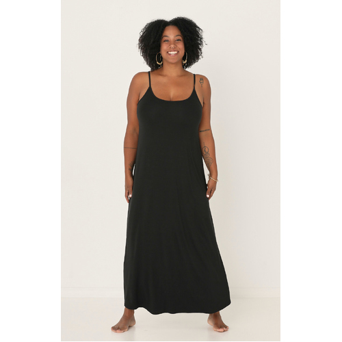 Bamboo Swing Maxi Dress - Black