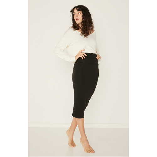 Bamboo Midi Tube Skirt - Black