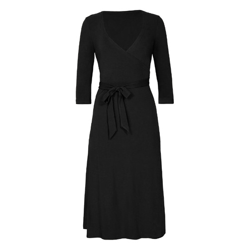 Bamboo Wrap Dress - Midi - Black