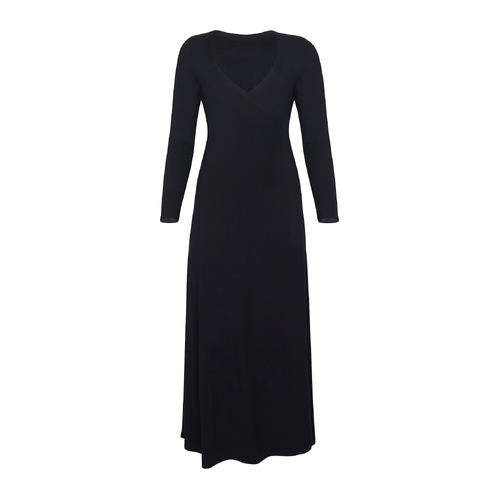 Bamboo Wrap Dress - Maxi - Black