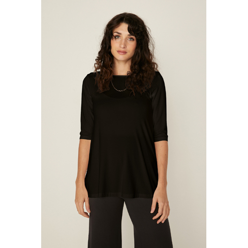 Bamboo Mid Sleeve T Shirt - Black