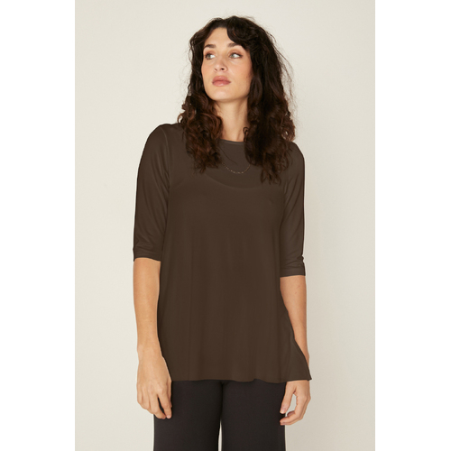 Bamboo Mid Sleeve T Shirt - Cocoa