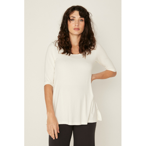 Bamboo Mid Sleeve T Shirt - Cream