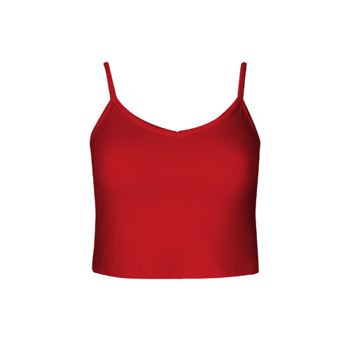 Bamboo Crop Layering Singlet - Chili Pepper